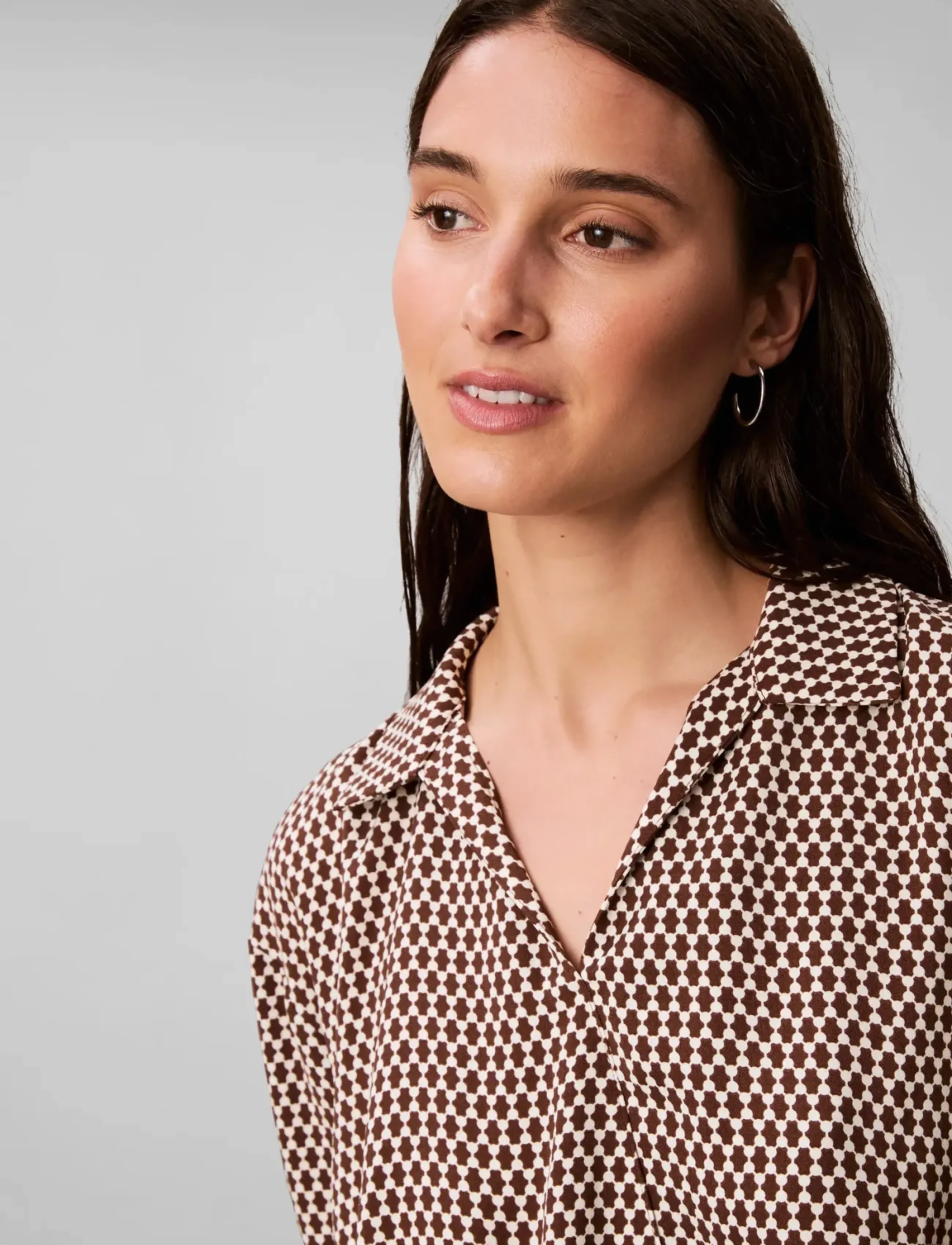 Calvin Klein - Printed Crepe LS Faux Wrap Top - pikkade varrukatega särgid - csw25f_p047+1_rocky road - 5