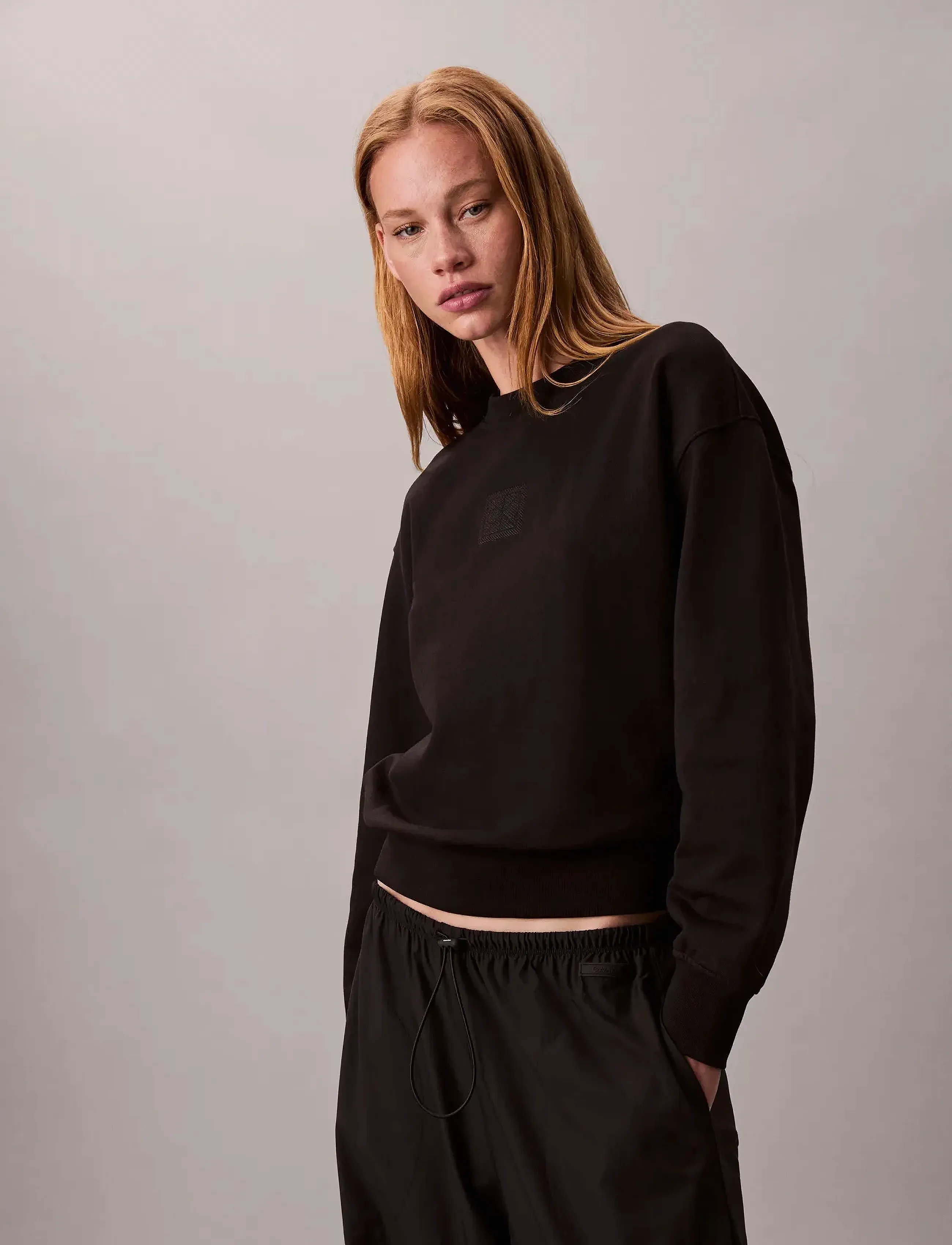 Calvin Klein - LS PREMIUM TERRY EMBLEM LOGO CRE - everyday style - black - 4
