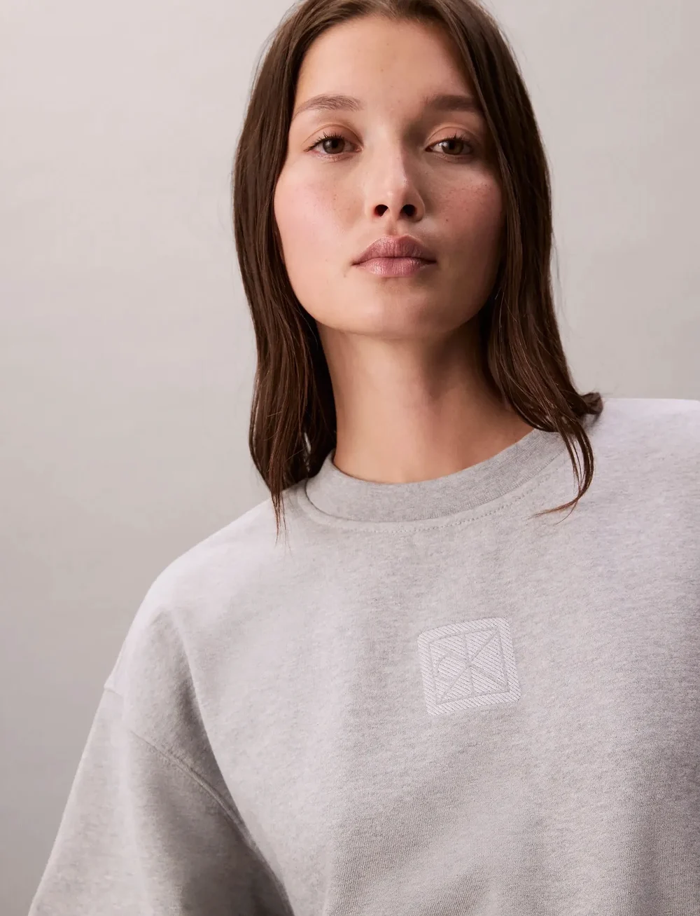 Calvin Klein - LS PREMIUM TERRY EMBLEM LOGO CRE - alltags-style - heroic grey heather - 2