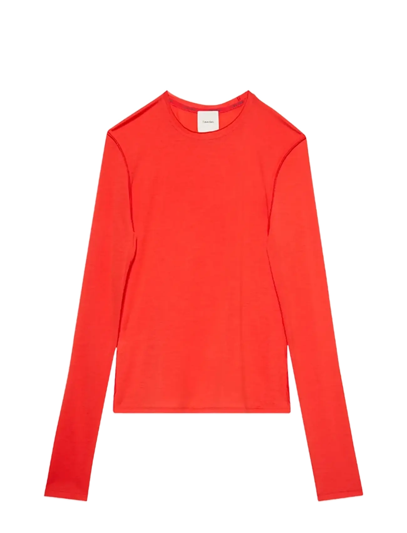 Calvin Klein LS INSIDE OUT SHEER WOOL KNIT TO - Tøj - TUSCAN TERRA COTTA / red