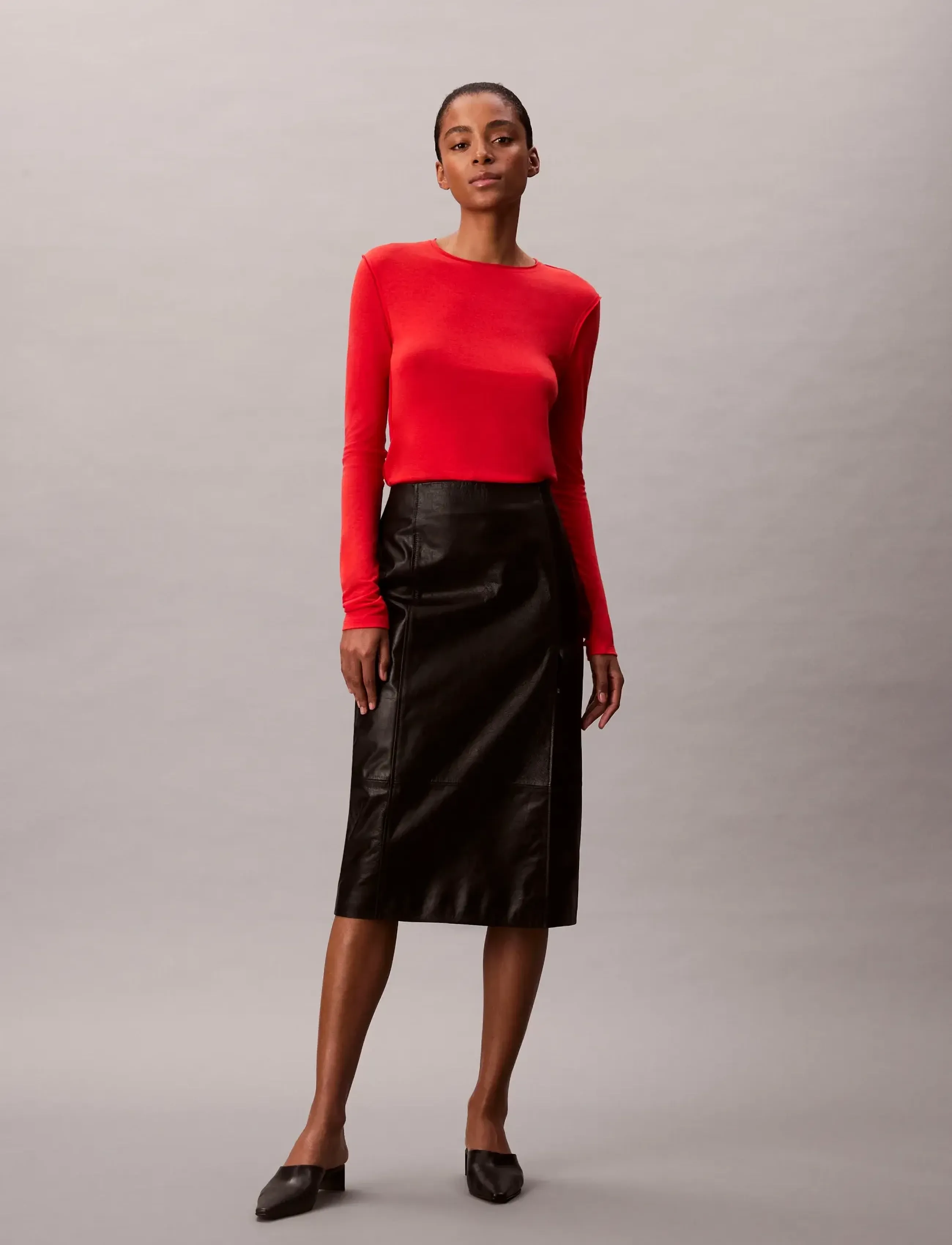 Calvin Klein - LS INSIDE OUT SHEER WOOL KNIT TO - trøjer - tuscan terra cotta - 3
