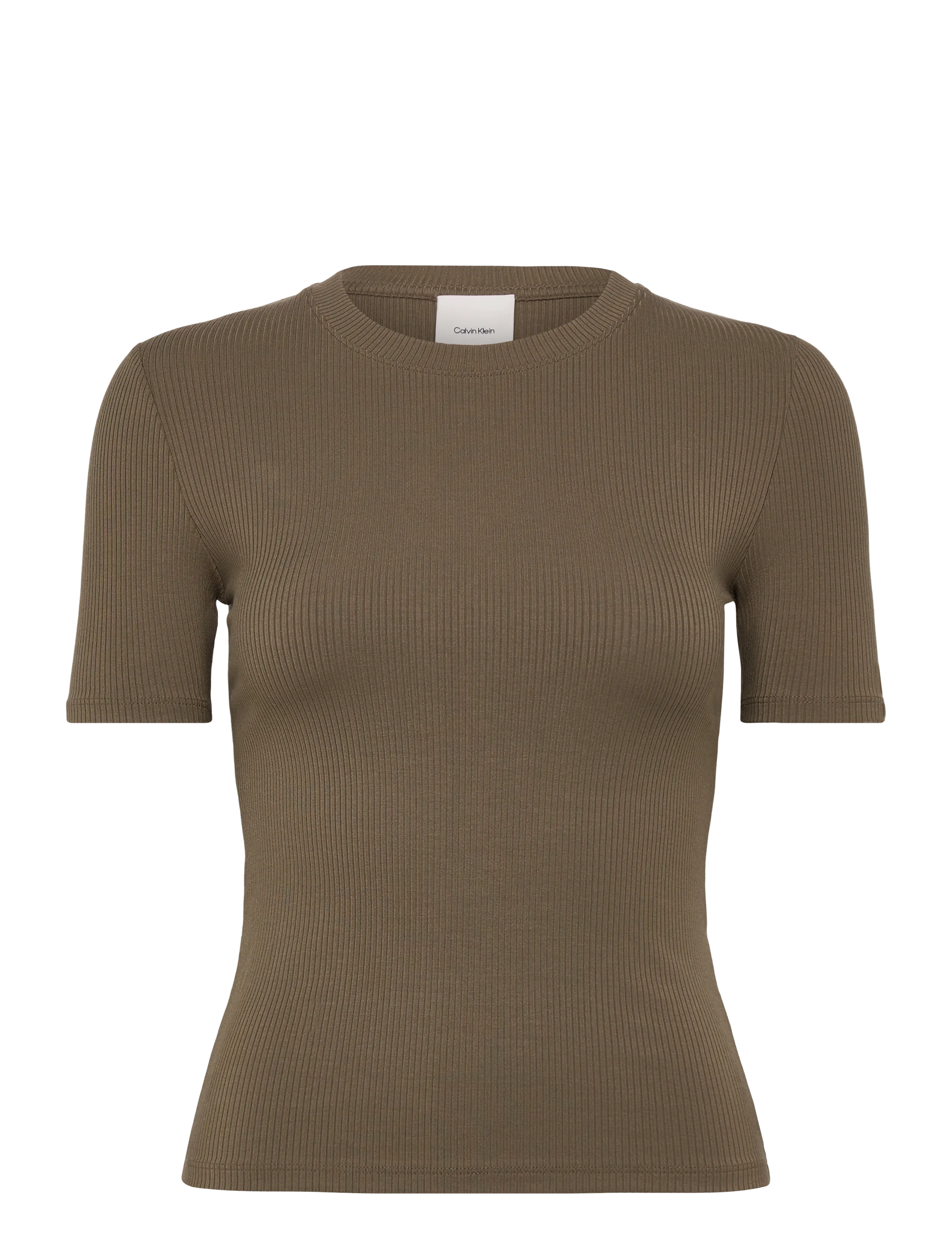 Calvin Klein A- Modal Rib Tee (essential) - T-shirts & Tops - CAPERS / khaki/green