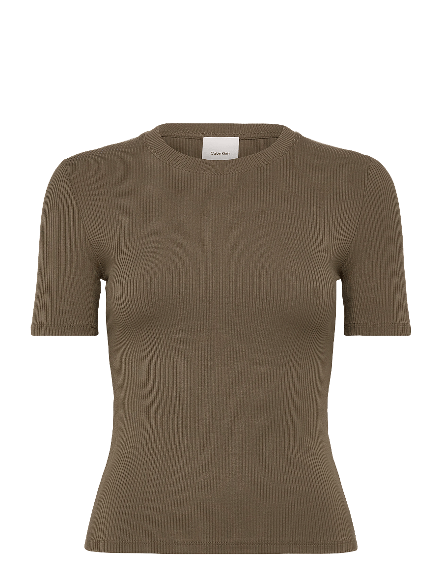 Calvin Klein - A- Modal Rib Tee (essential) - t-shirts - capers - 1