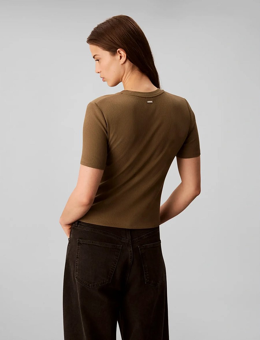 Calvin Klein - A- Modal Rib Tee (essential) - t-shirts - capers - 4