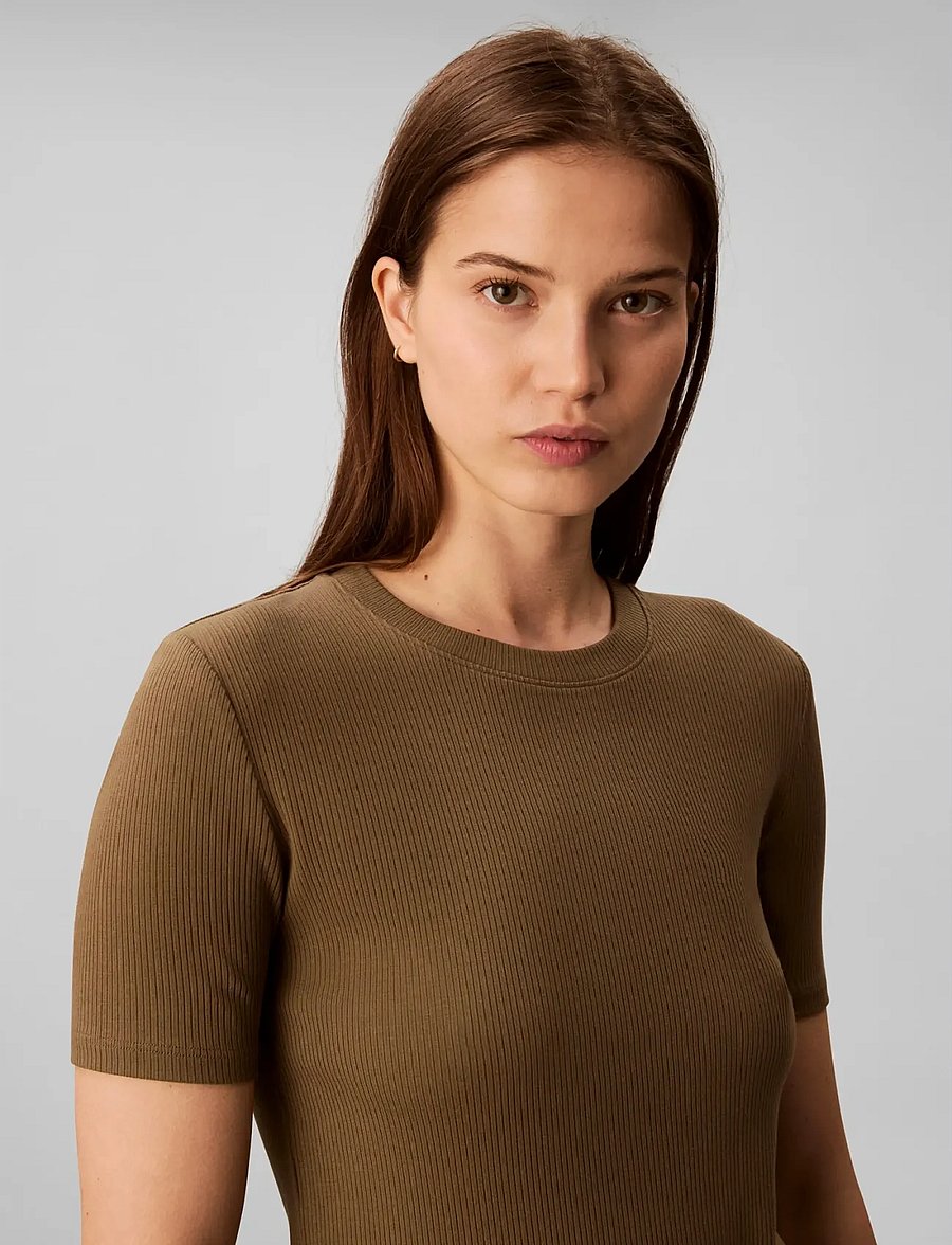 Calvin Klein - A- Modal Rib Tee (essential) - t-shirts - capers - 5