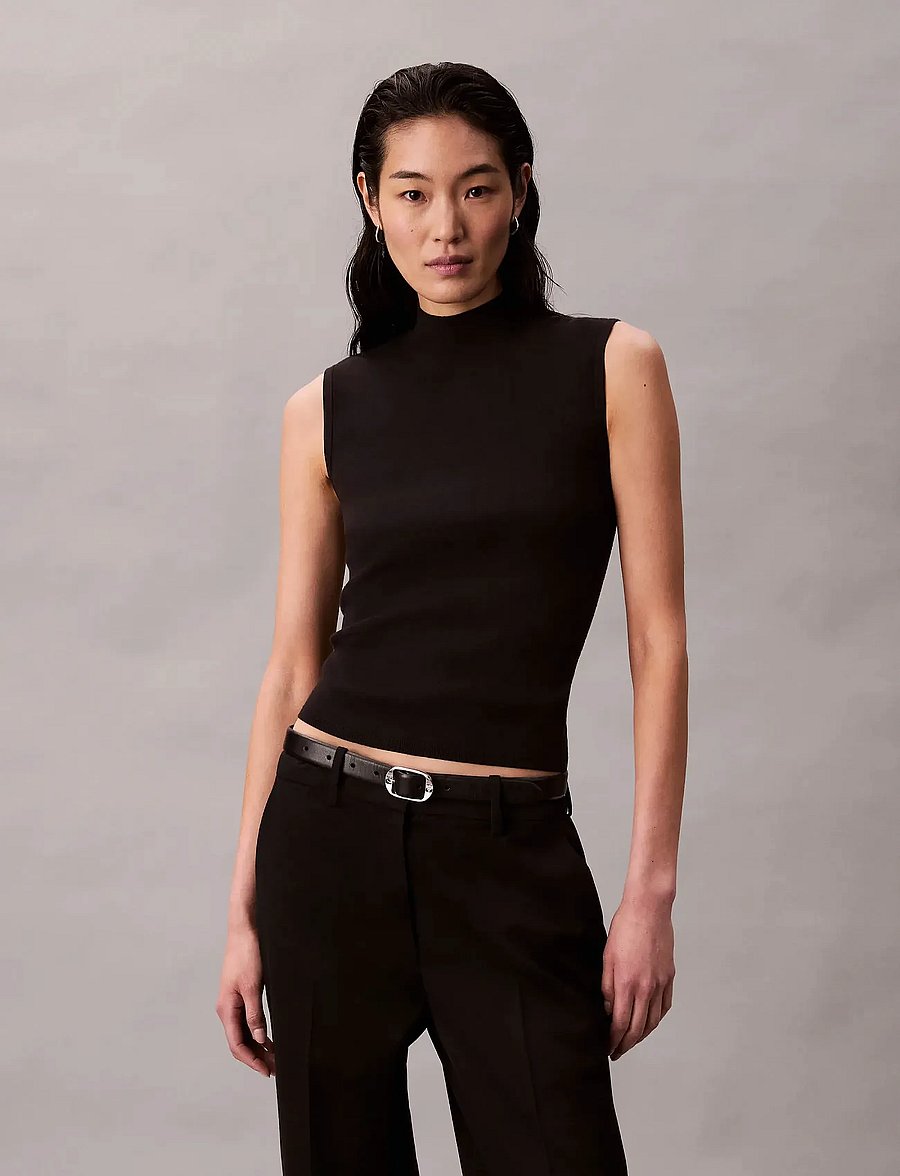 Calvin Klein - Sleeveless Mockneck - Ärmellose tops - black - 0
