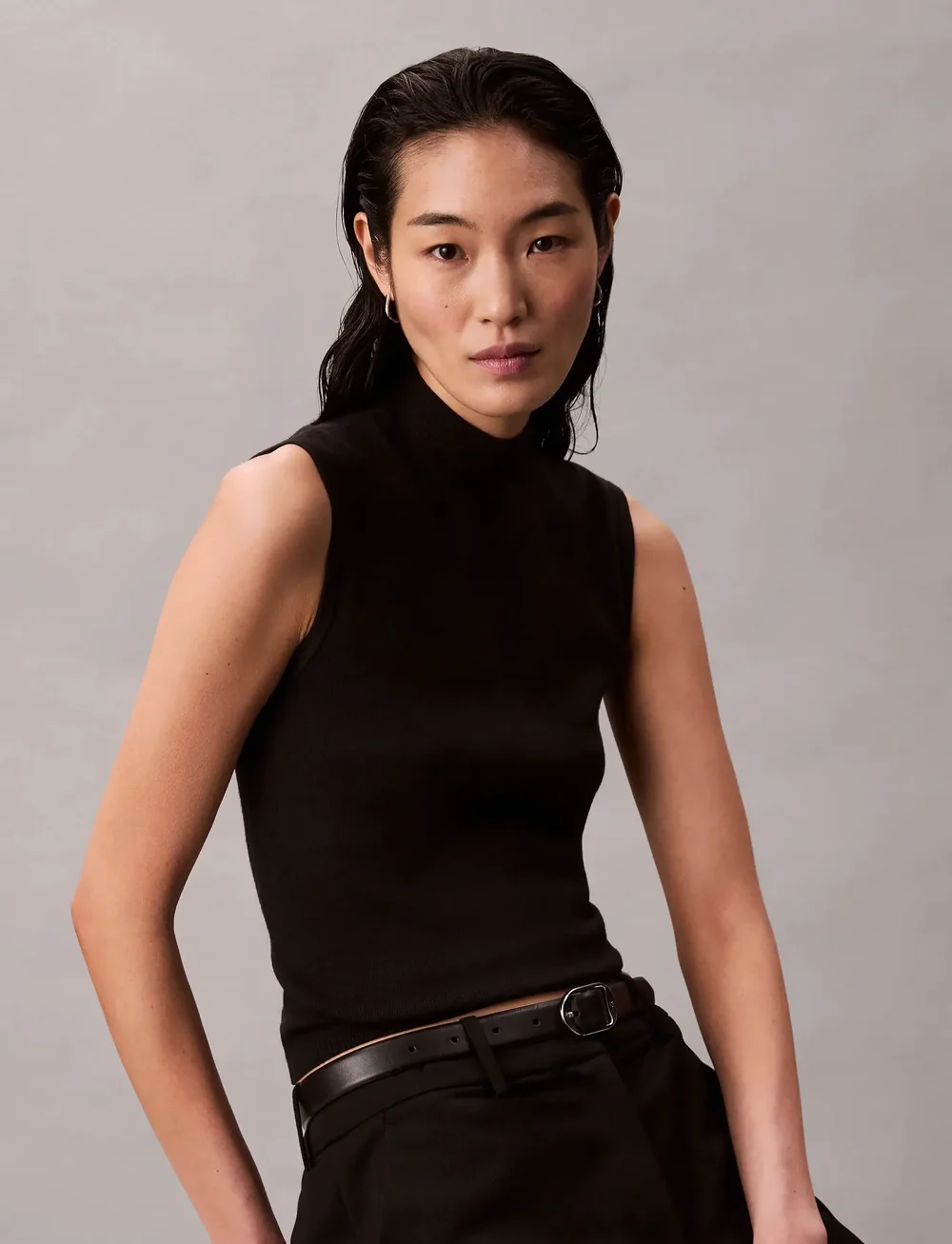 Calvin Klein - Sleeveless Mockneck - topid ja varrukateta alussärgid - black - 3