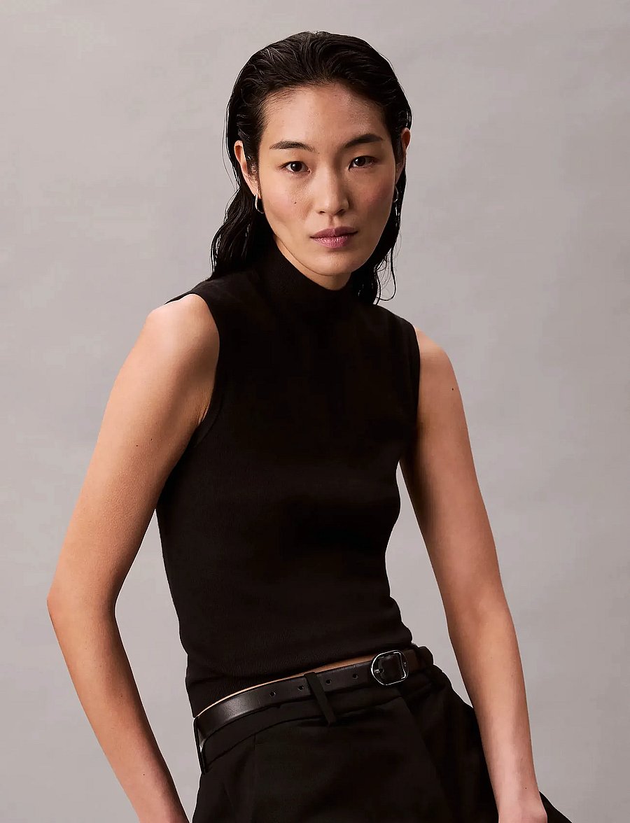 Calvin Klein - Sleeveless Mockneck - Ärmellose tops - black - 3