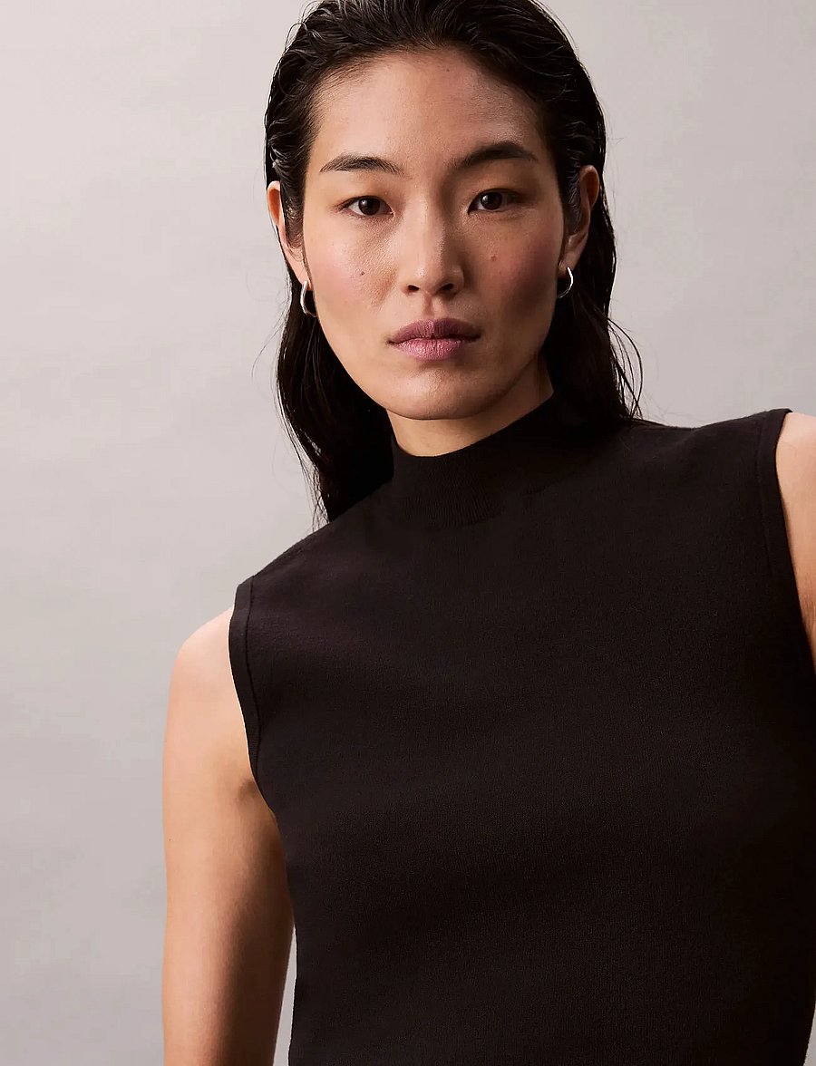 Calvin Klein - Sleeveless Mockneck - Ärmellose tops - black - 4