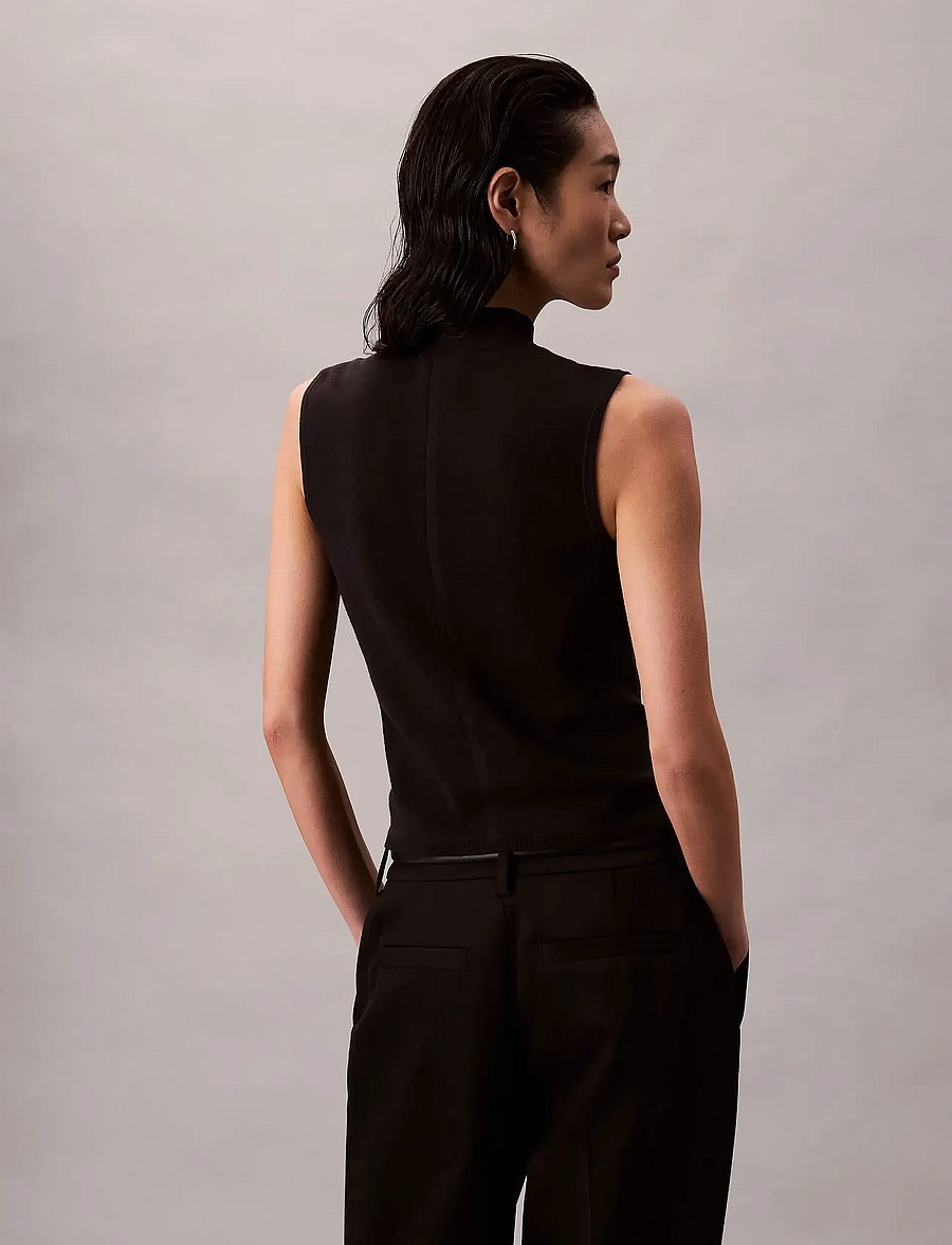 Calvin Klein - Sleeveless Mockneck - Ärmellose tops - black - 5