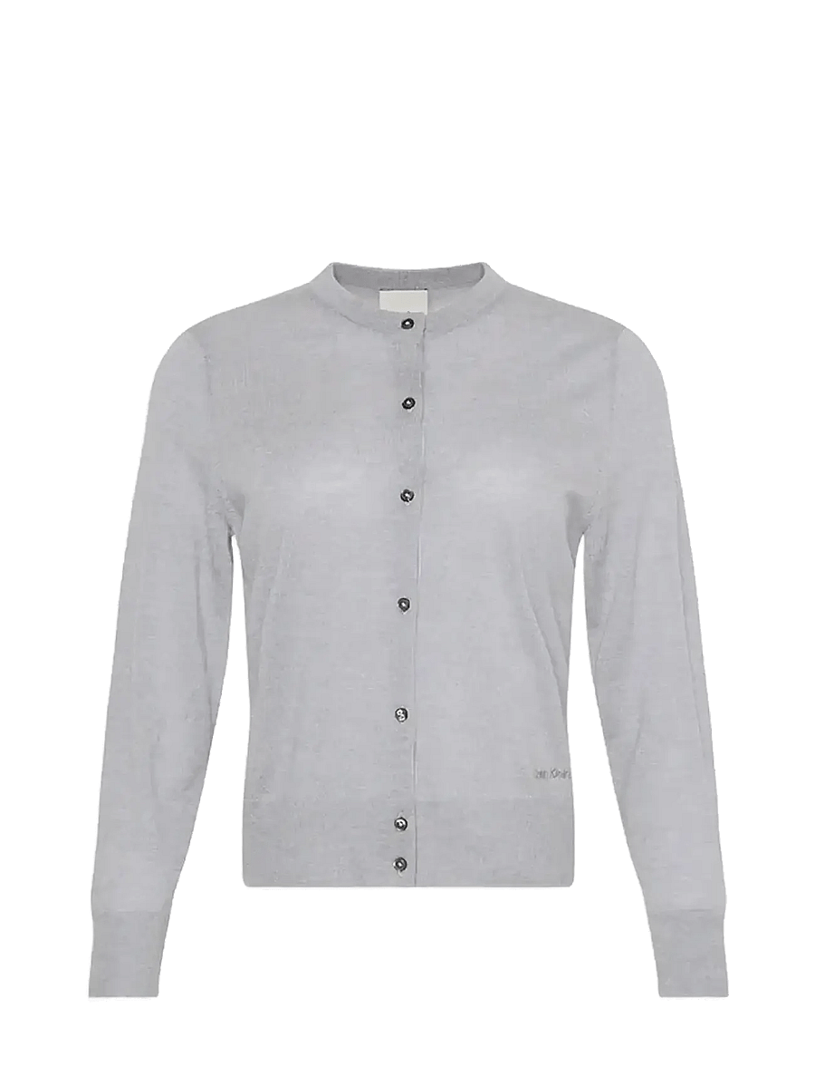 Calvin Klein - Merino Cardigan - cardigans - blue grey heather - 0