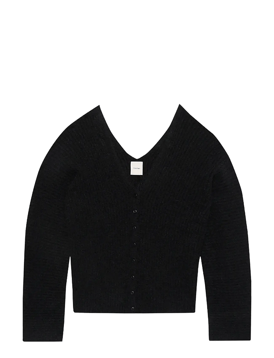 Calvin Klein - Long Sleeve Button Up Cardigan - cardigans - black - 0
