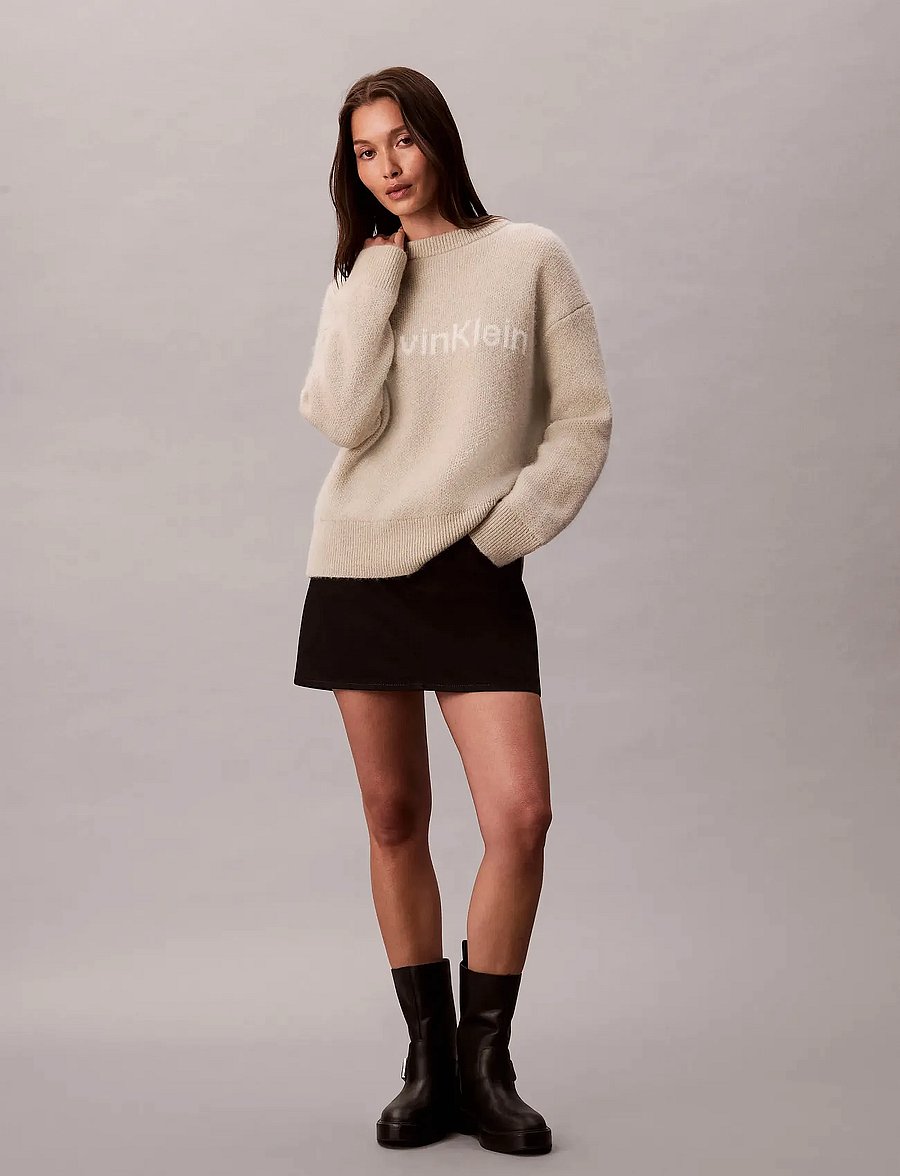 Calvin Klein - Alpaca Logo Sweater - pullover - pelican - 0