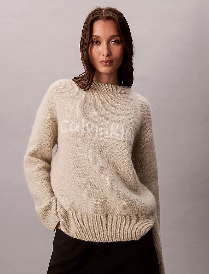 Calvin Klein - Alpaca Logo Sweater - stickade tröjor - pelican - 4