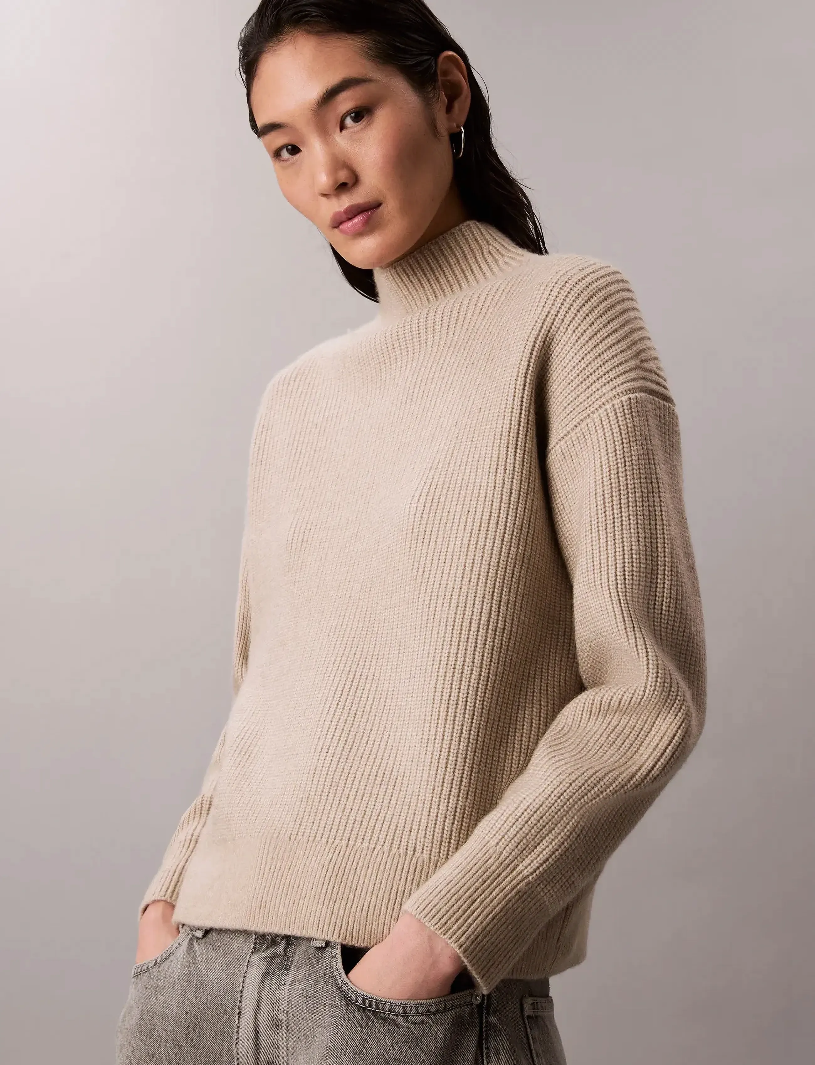 Calvin Klein - Woolen Stitch T-Neck - island fossil - 3
