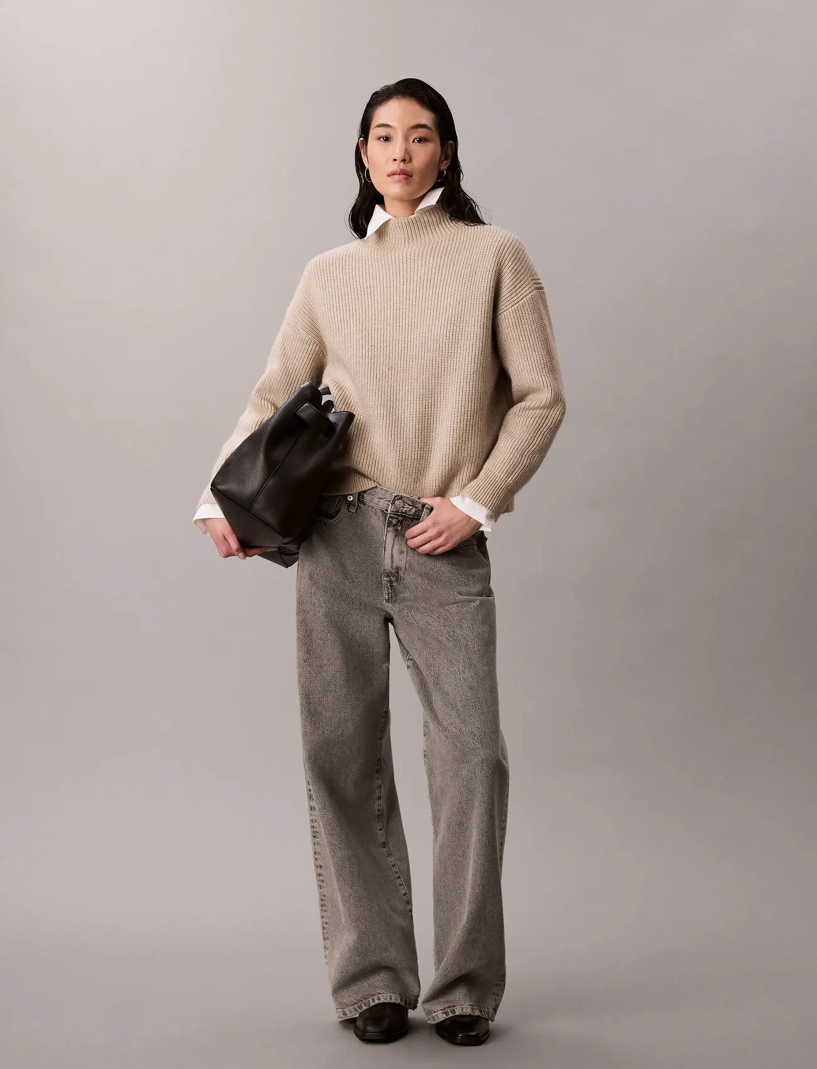 Calvin Klein - Woolen Stitch T-Neck - island fossil - 4