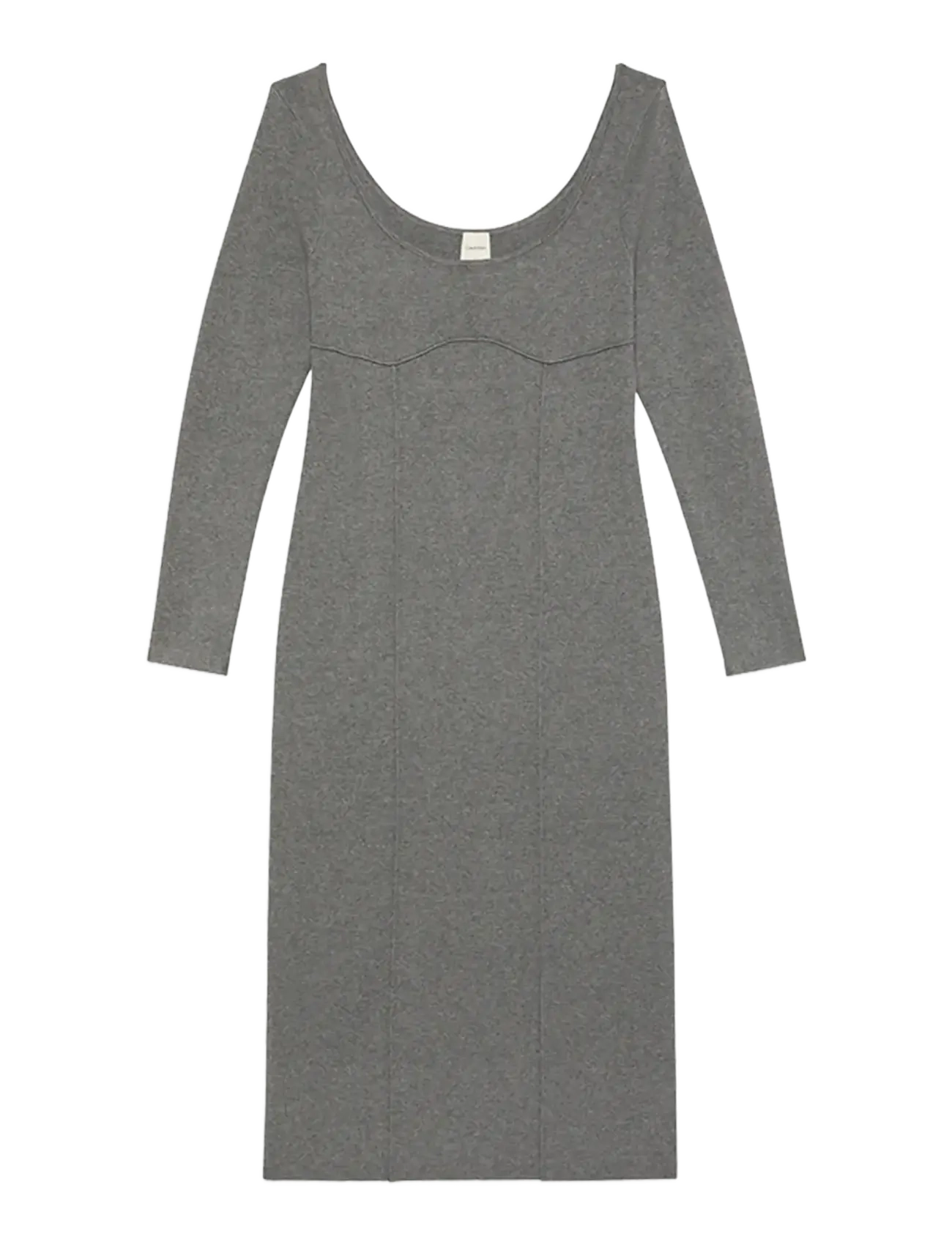 CALVIN KLEIN Half Milano Ls Midi Kleid Grau - M - Damen