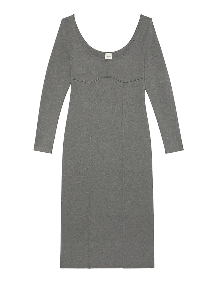 Calvin Klein - HALF MILANO LS MIDI DRESS - midiklänningar - b30 grey heather - 0