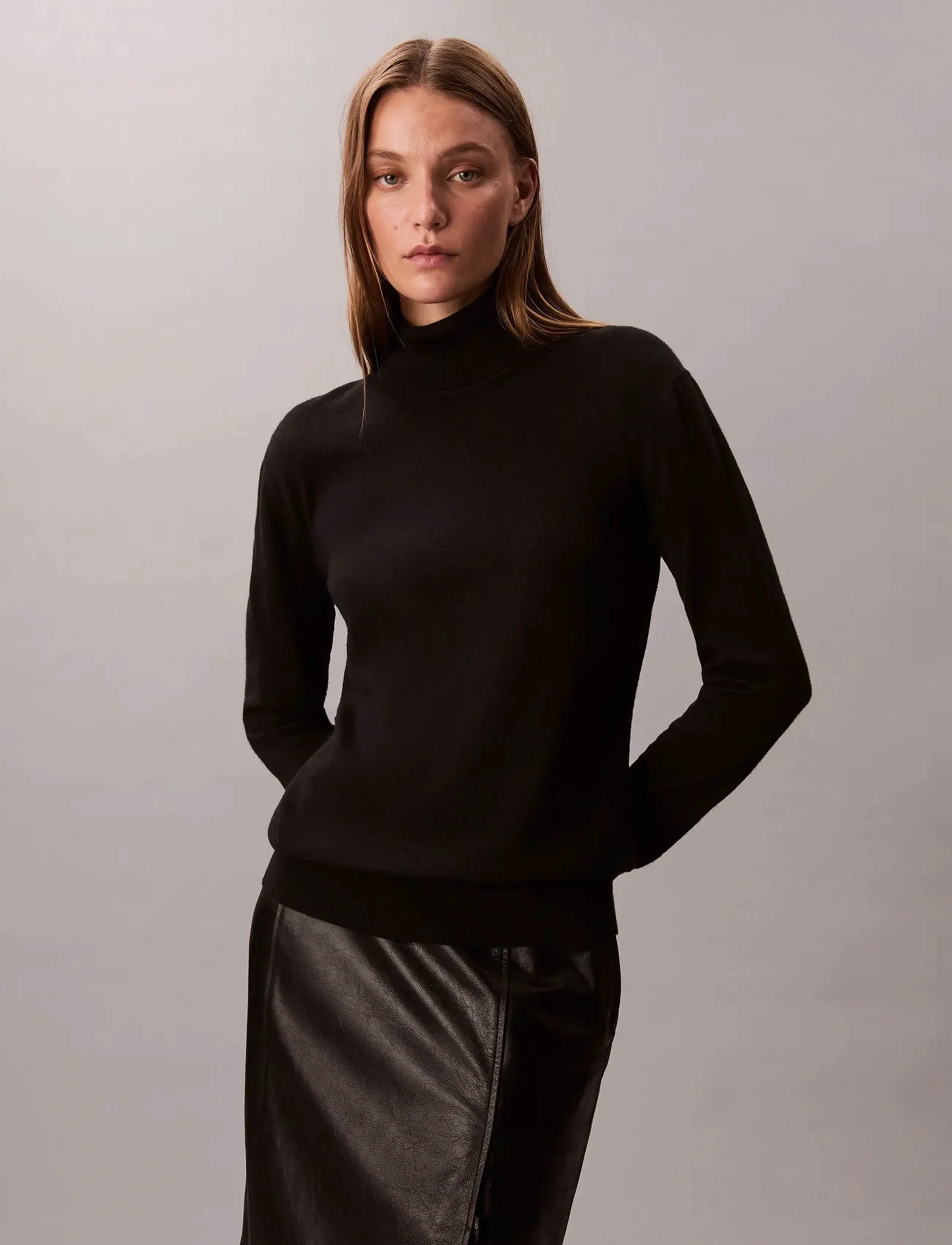 Calvin Klein LS TNK EXTRAFINE MERINO SWTR 14G - Knitwear - BLACK / black