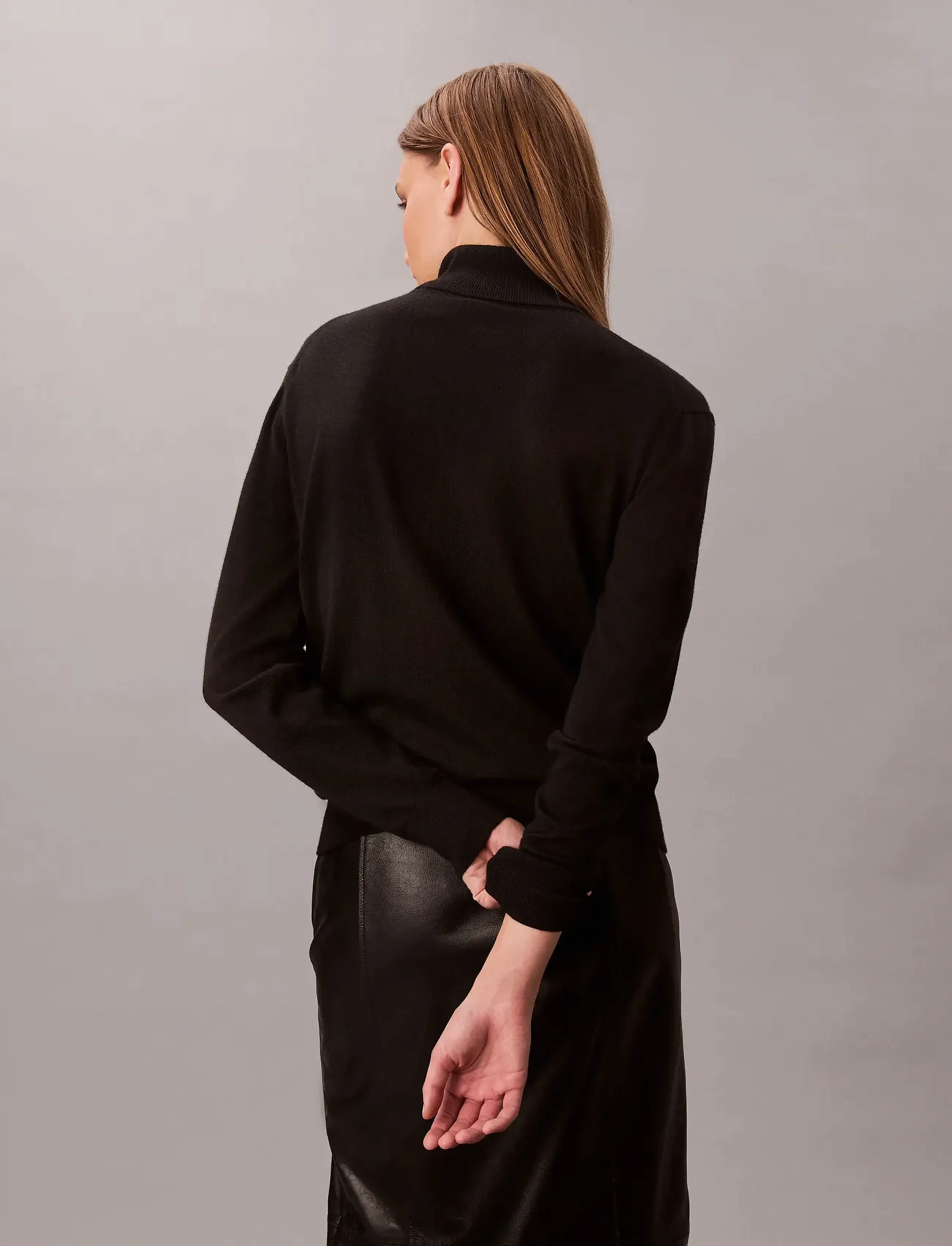 Calvin Klein - LS TNK EXTRAFINE MERINO SWTR 14G - rúllukragar - black - 5