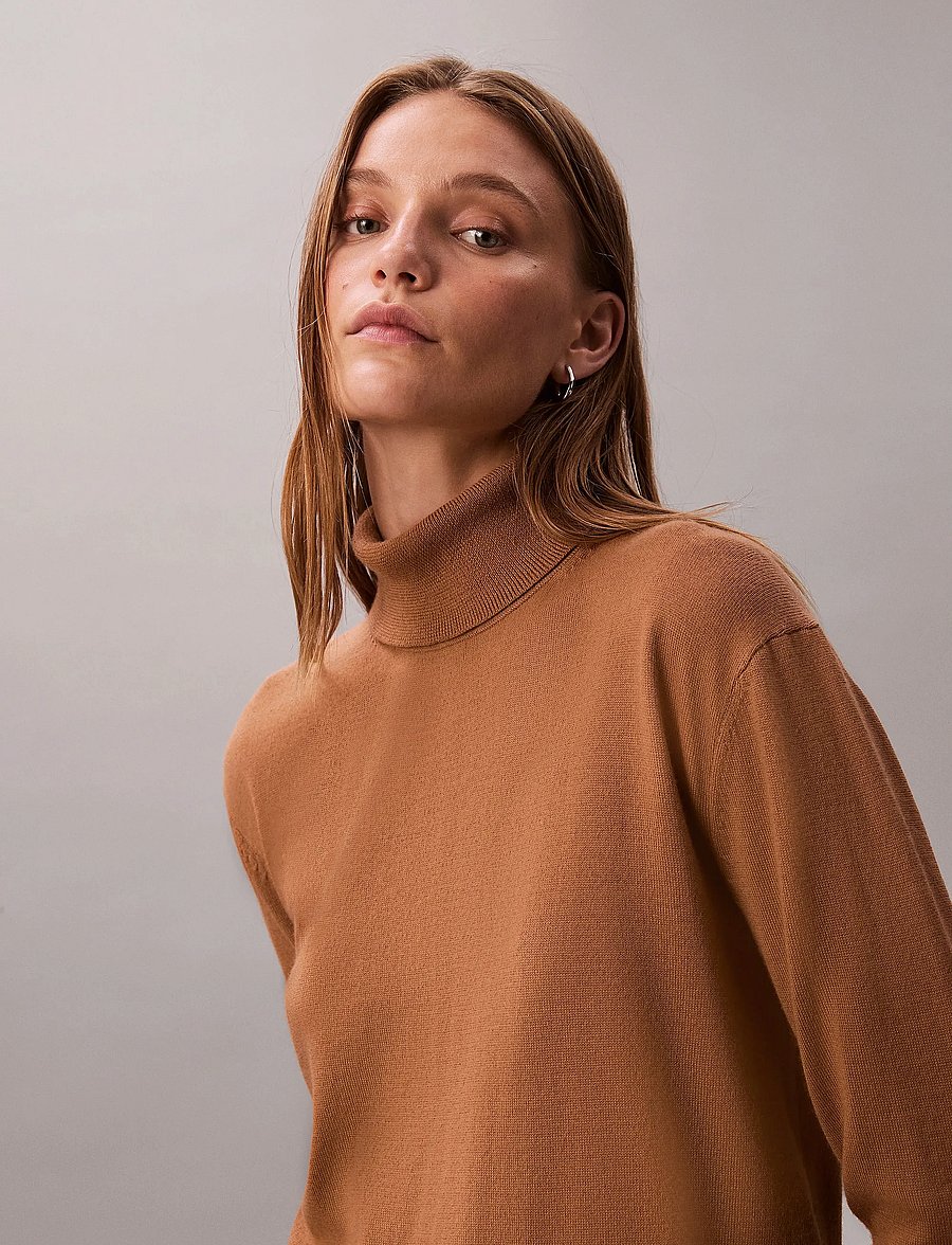 Calvin Klein - LS TNK EXTRAFINE MERINO SWTR 14G - polotröjor - thrush - 4