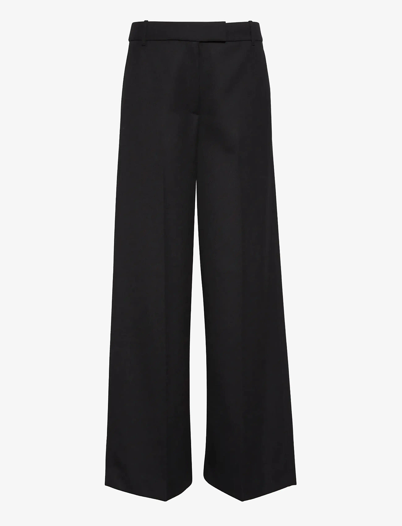 Calvin Klein - Wool Gaberdine Wide Leg Trouser - vida byxor - black - 0