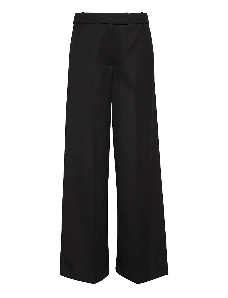 Calvin Klein - Wool Gaberdine Wide Leg Trouser - vida byxor - black - 0