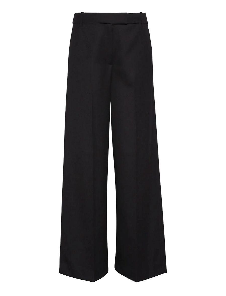Calvin Klein - Wool Gaberdine Wide Leg Trouser - bukser med brede ben - black - 0
