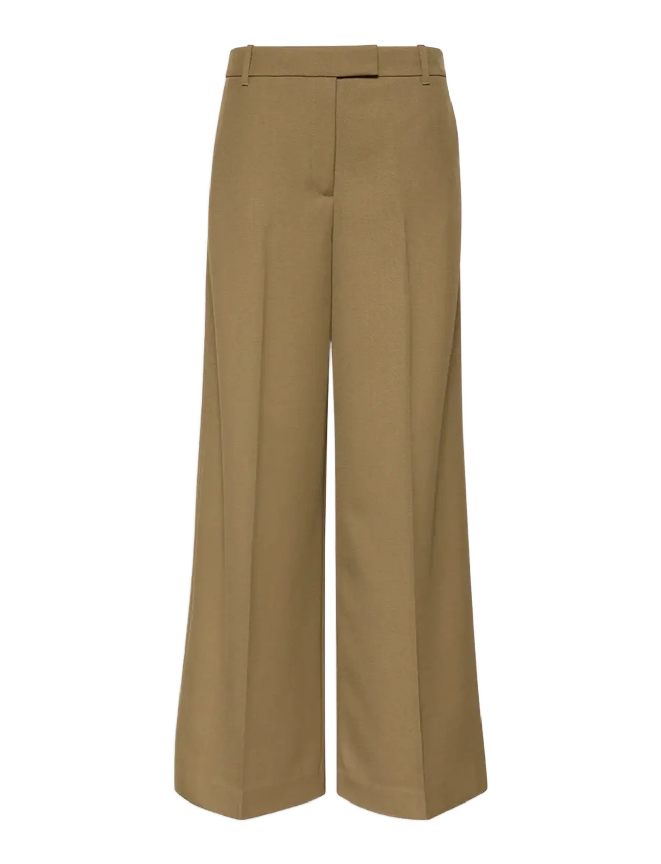 Calvin Klein Wool Gaberdine Wide Leg Trouser - Calvin Klein - CAPERS / khaki/green