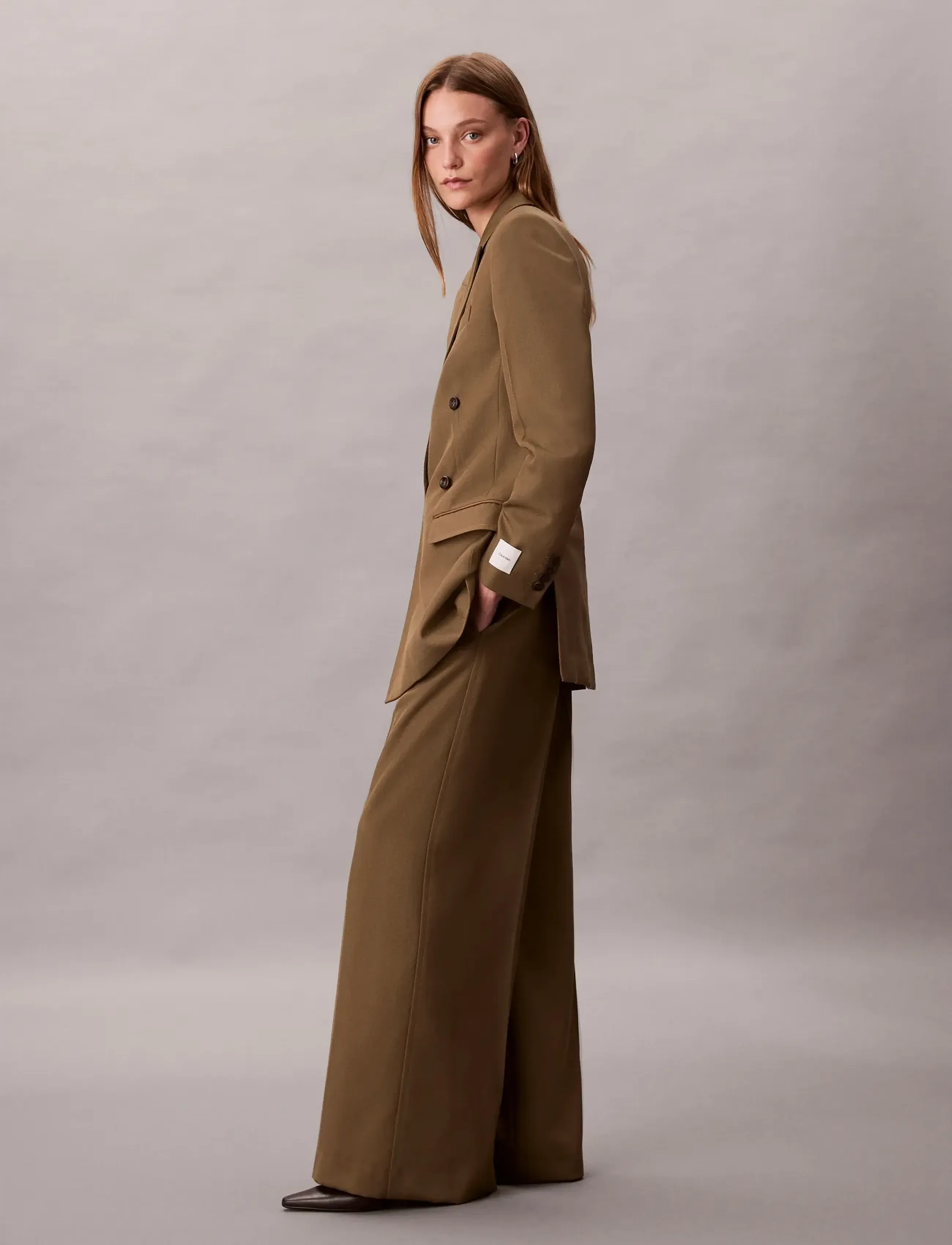 Calvin Klein - Wool Gaberdine Wide Leg Trouser - bukser med brede ben - capers - 2