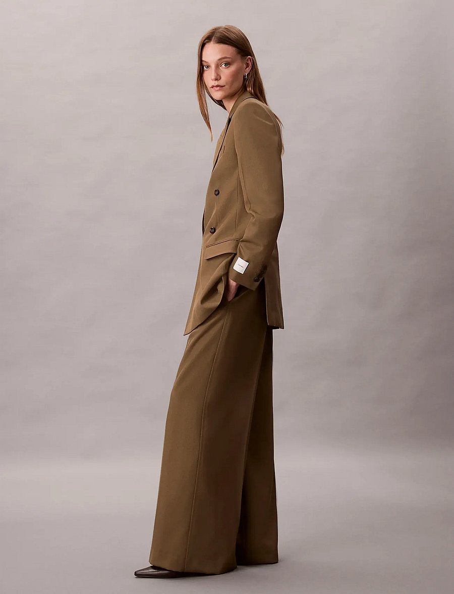 Calvin Klein - Wool Gaberdine Wide Leg Trouser - bukser med brede ben - capers - 2