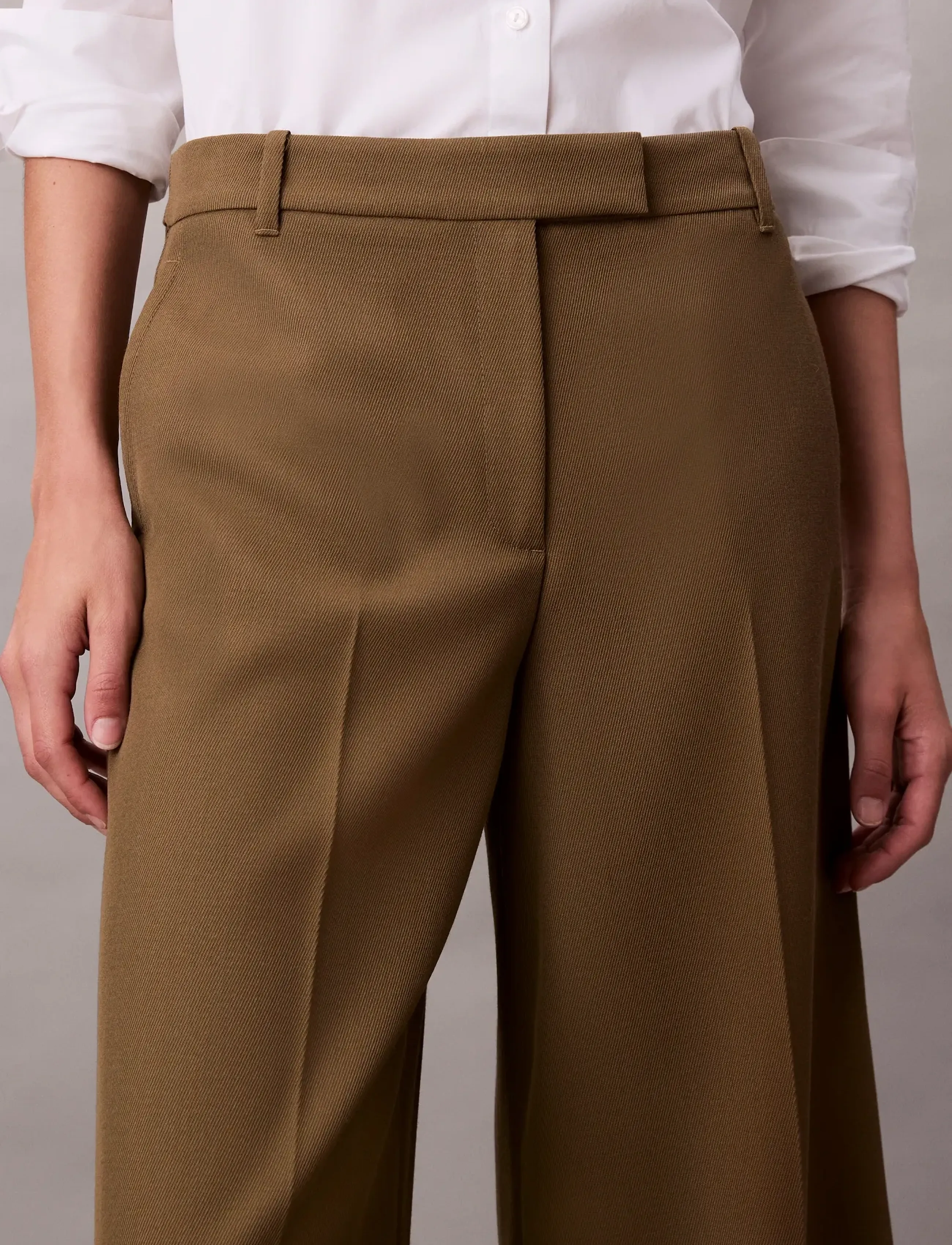 Calvin Klein - Wool Gaberdine Wide Leg Trouser - bukser med brede ben - capers - 3
