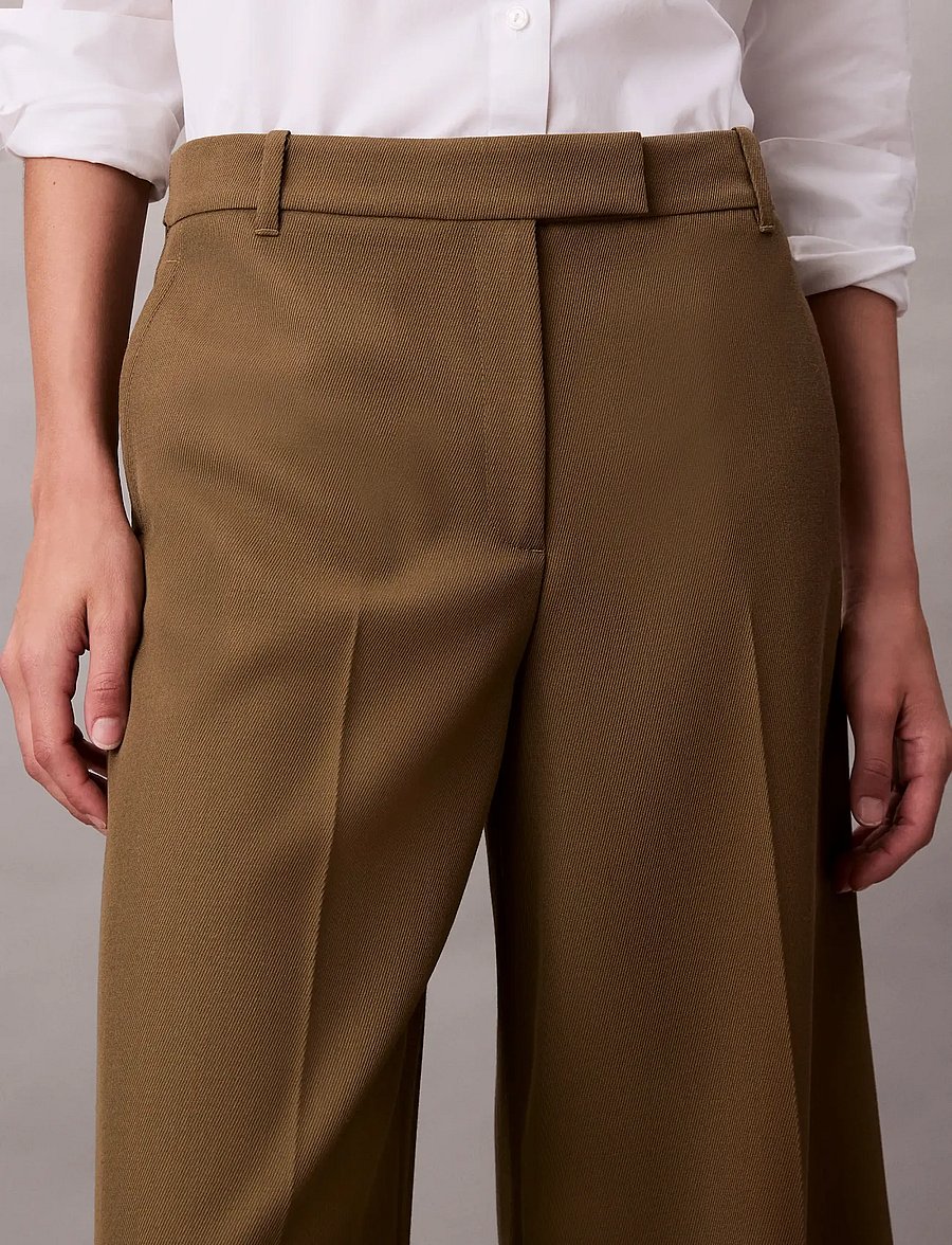 Calvin Klein - Wool Gaberdine Wide Leg Trouser - bukser med brede ben - capers - 3