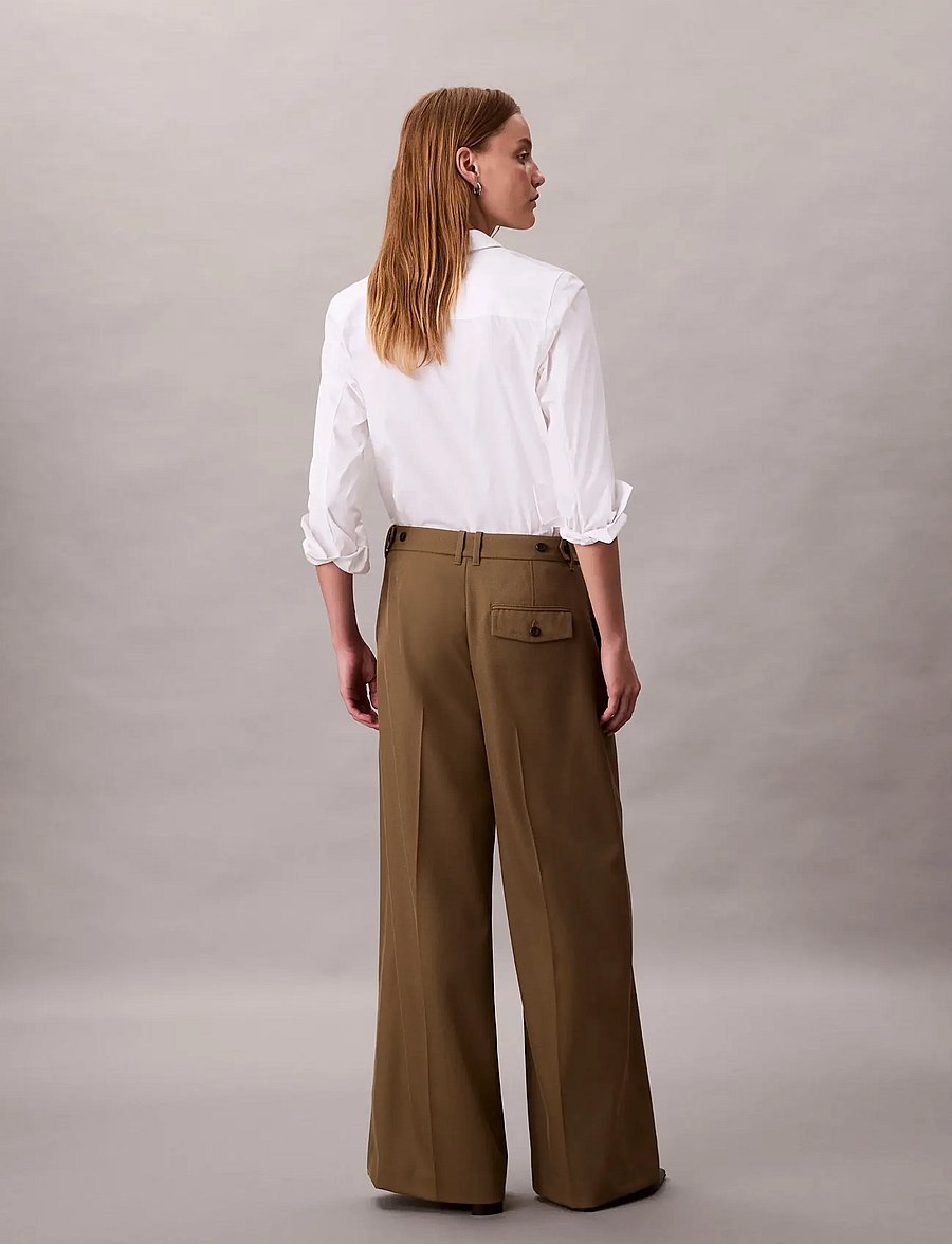 Calvin Klein - Wool Gaberdine Wide Leg Trouser - bukser med brede ben - capers - 5