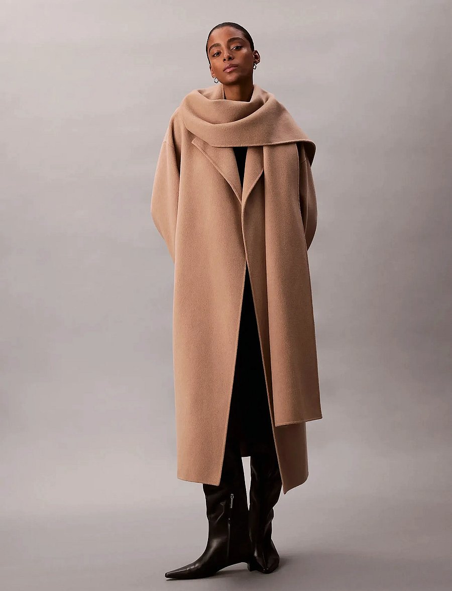 Calvin Klein - Dbl Face Wool Scarf Coat - talvejoped - amphora - 0