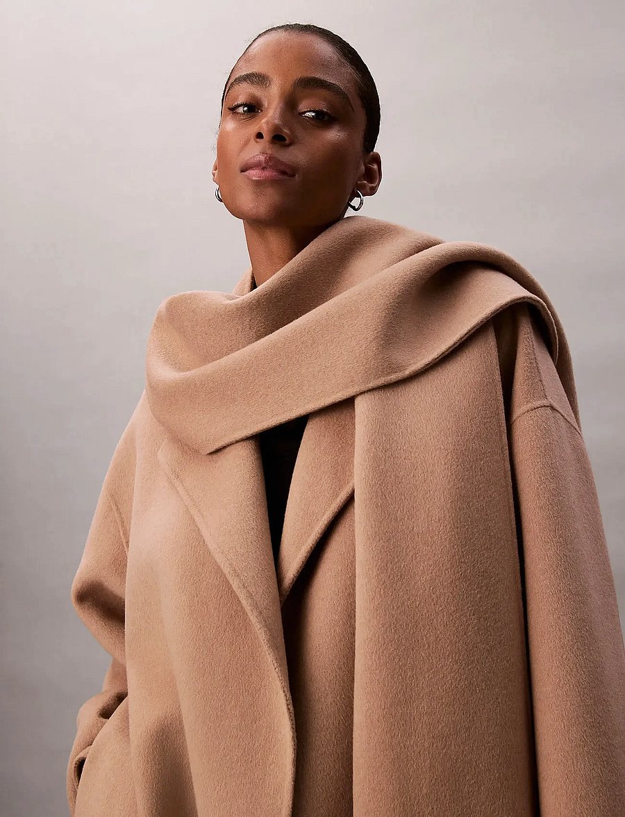 Calvin Klein - Dbl Face Wool Scarf Coat - talvejoped - amphora - 3
