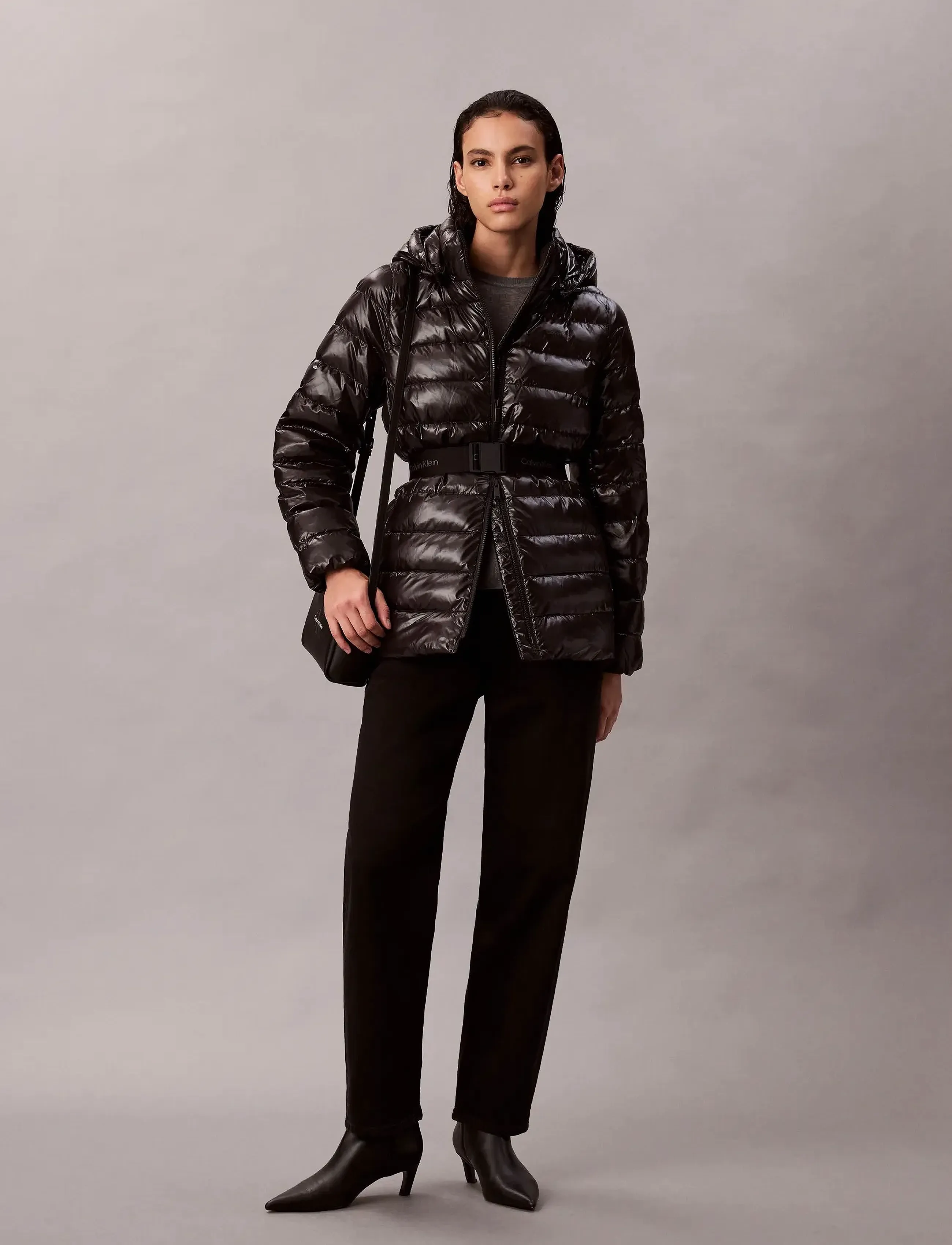 Calvin Klein Belted Lightweight Puffer, XXL, Jackets, Schwarz - Padded Jacket, Frauen