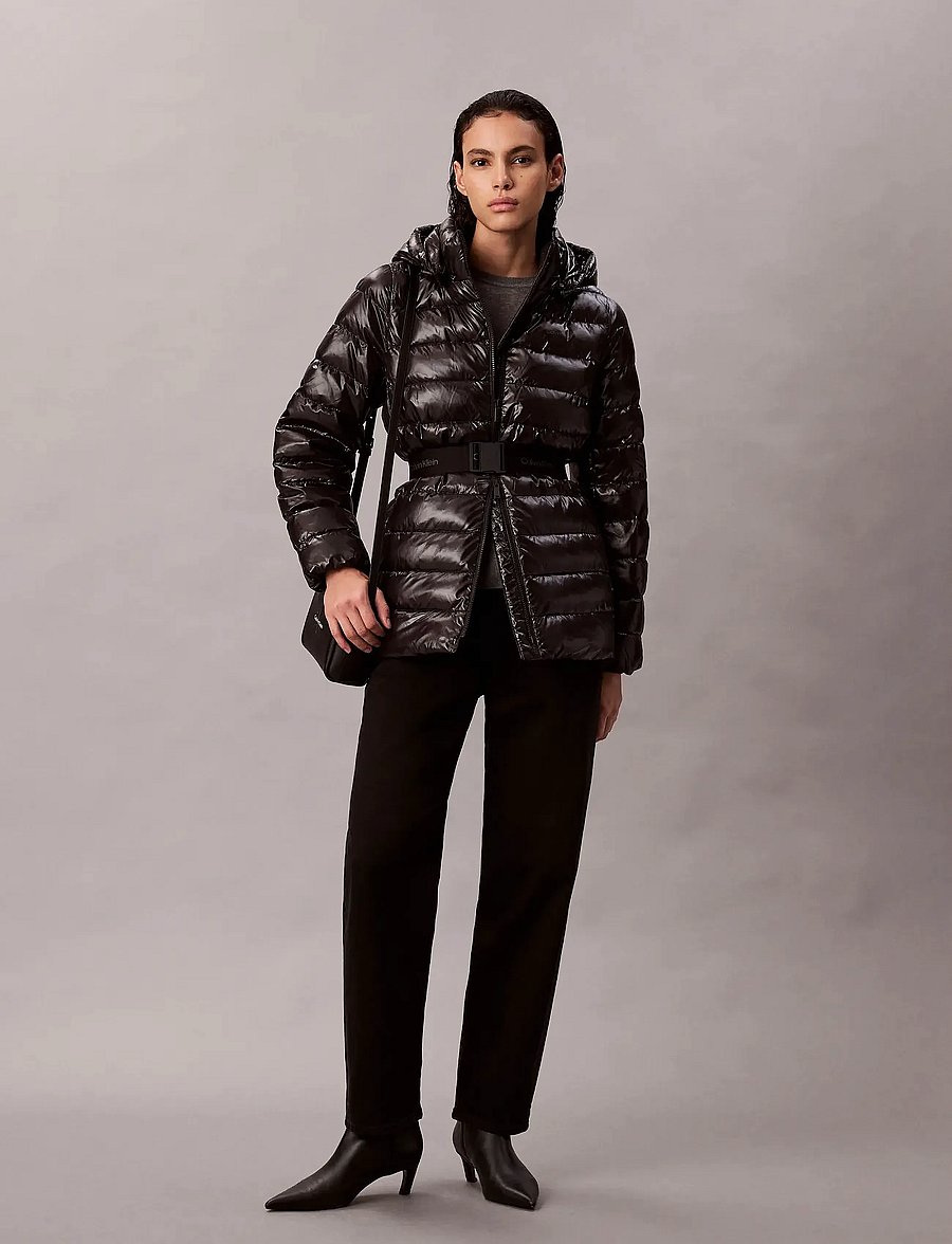 Calvin Klein - BELTED LIGHTWEIGHT PUFFER - winterjacken - black - 0