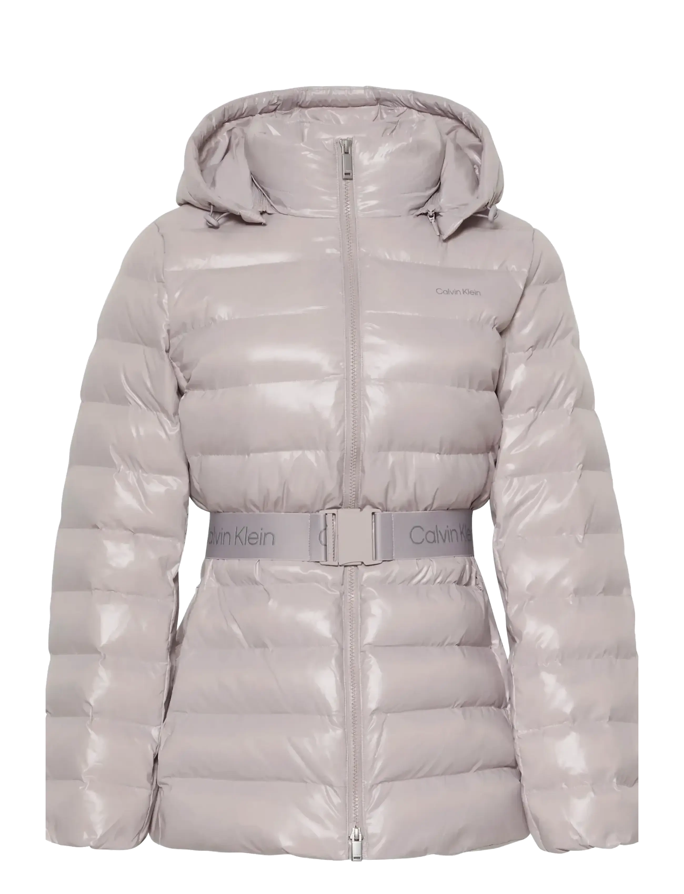 Calvin Klein BELTED LIGHTWEIGHT PUFFER - Kleidung - GULL GRAY / pink/rose