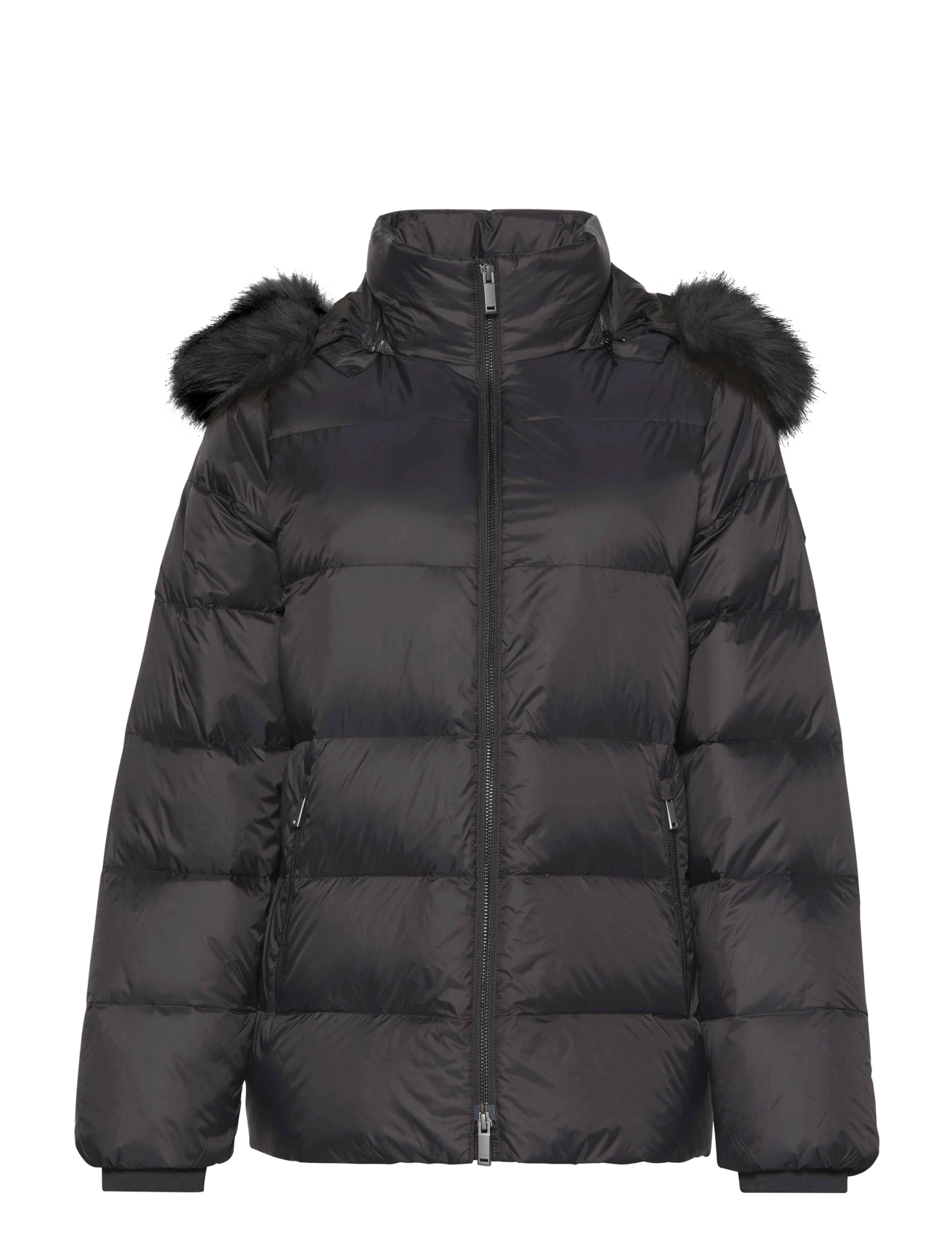 Calvin Klein MID DOWN JACKET WITH FUR - Down- & padded jackets - BLACK / black