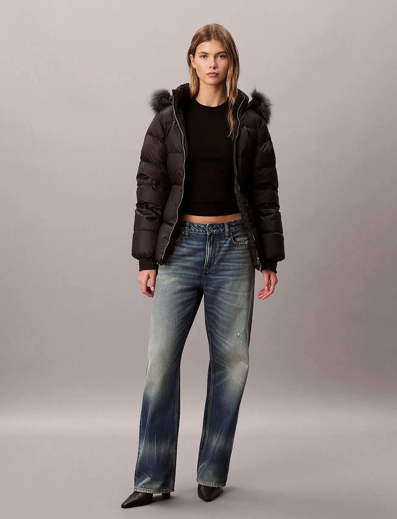 MID DOWN JACKET WITH FUR