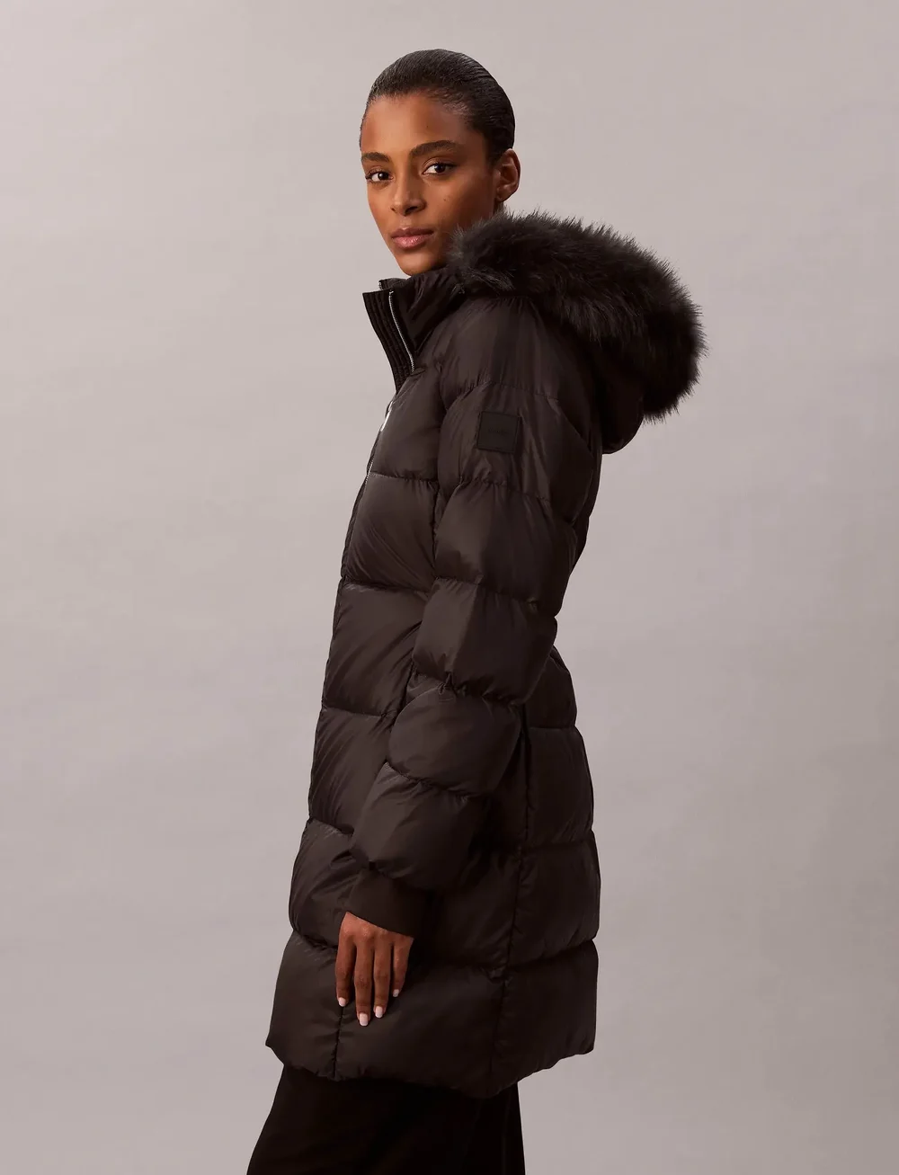 Calvin Klein - LONG DOWN JACKET WITH FUR - dunfrakker - black - 2