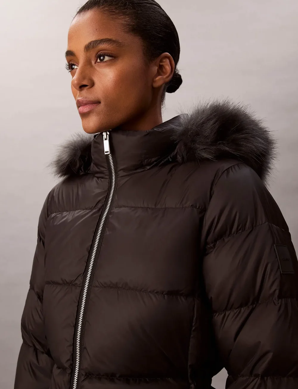 Calvin Klein - LONG DOWN JACKET WITH FUR - dunfrakker - black - 4