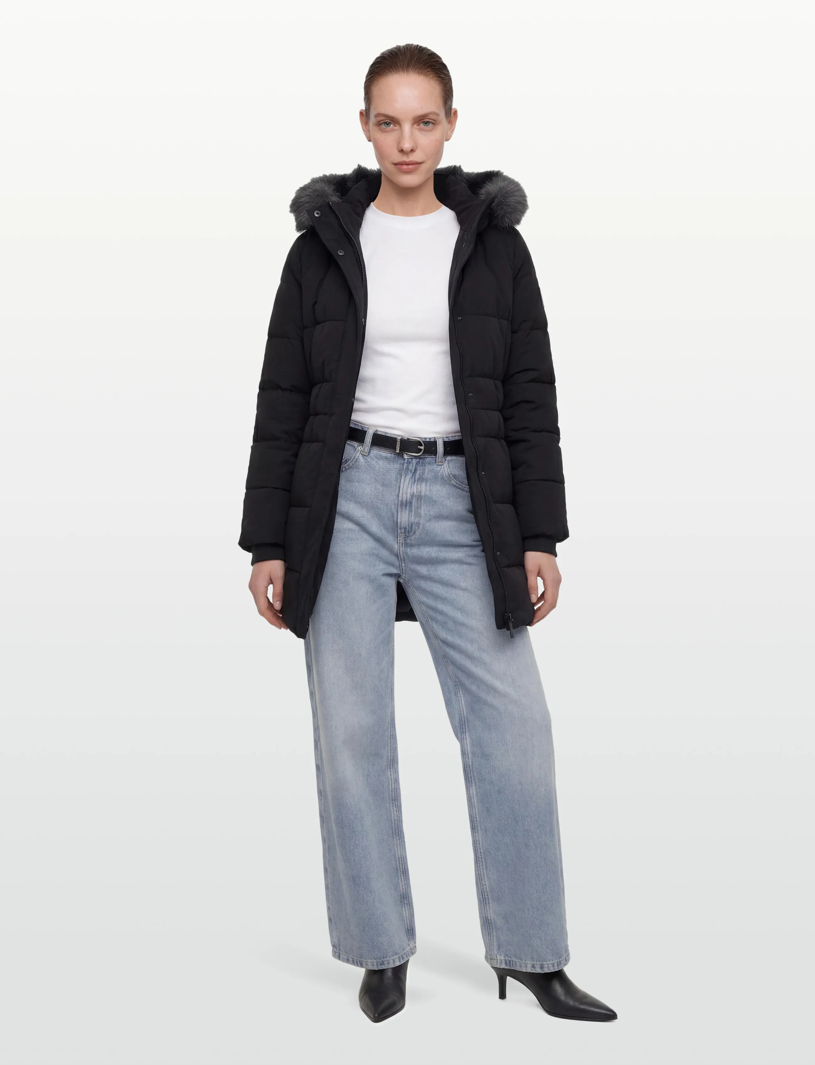 Calvin Klein Belted Matte Quilted Jacket With, L, Jackets, Braun - Frauen