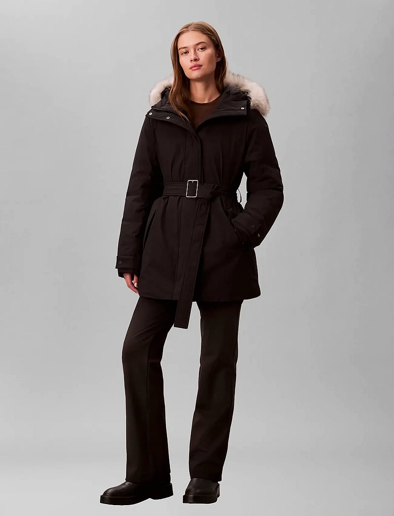 Calvin Klein - BELTED MATTE QUILTED JACKET WITH - quiltade jackor - black - 0