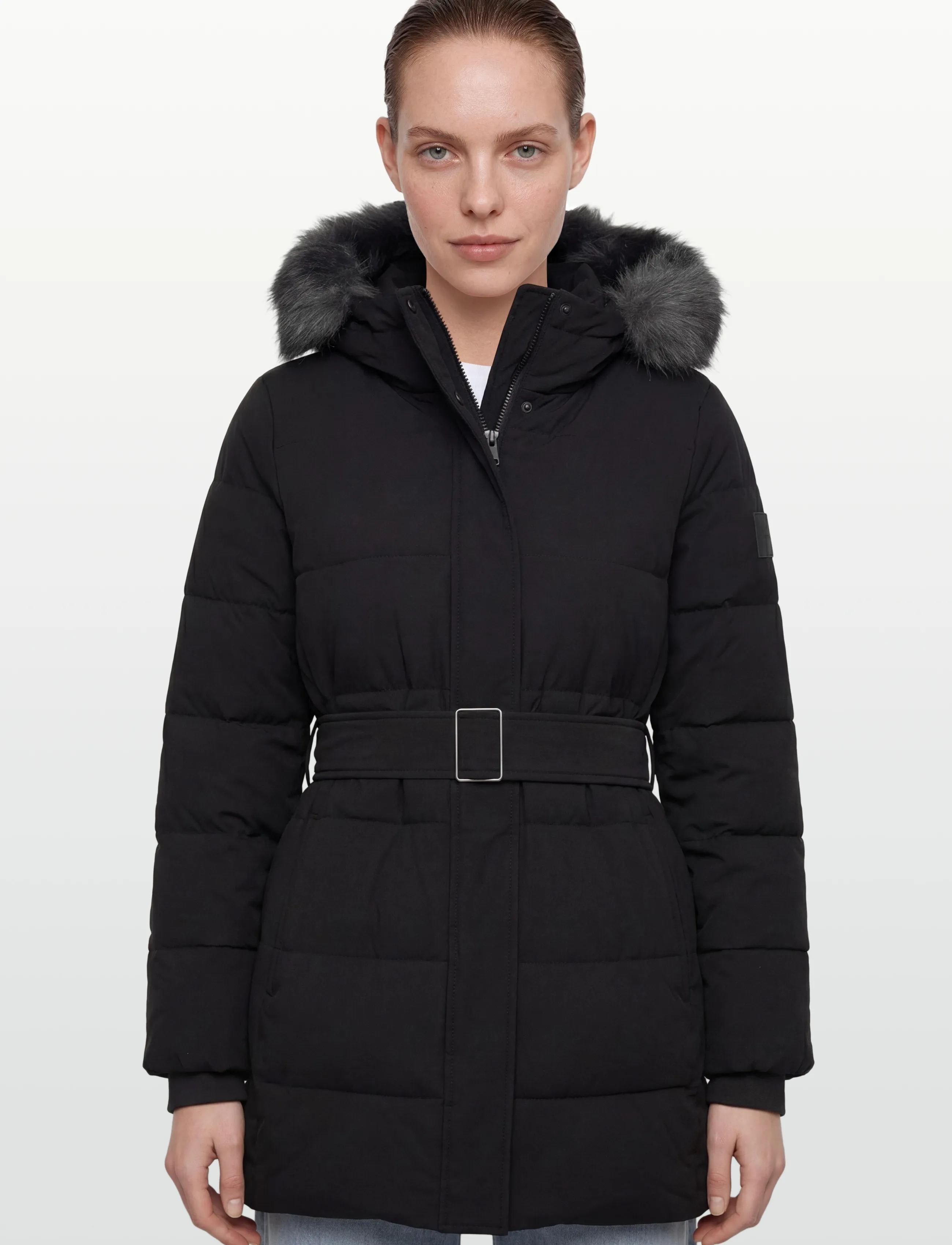 Belted Matte Quilted Jacket With 2