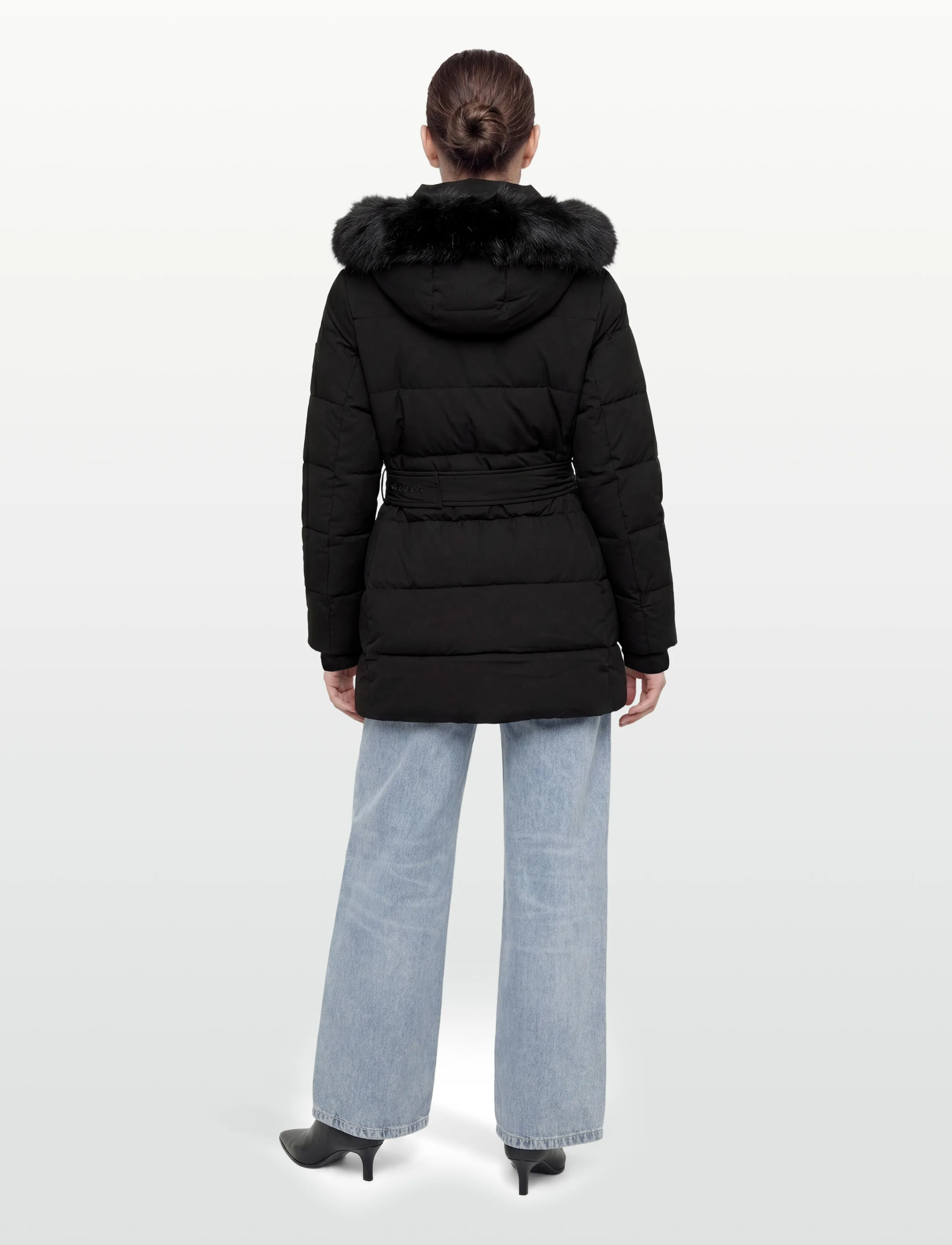 Belted Matte Quilted Jacket With 3