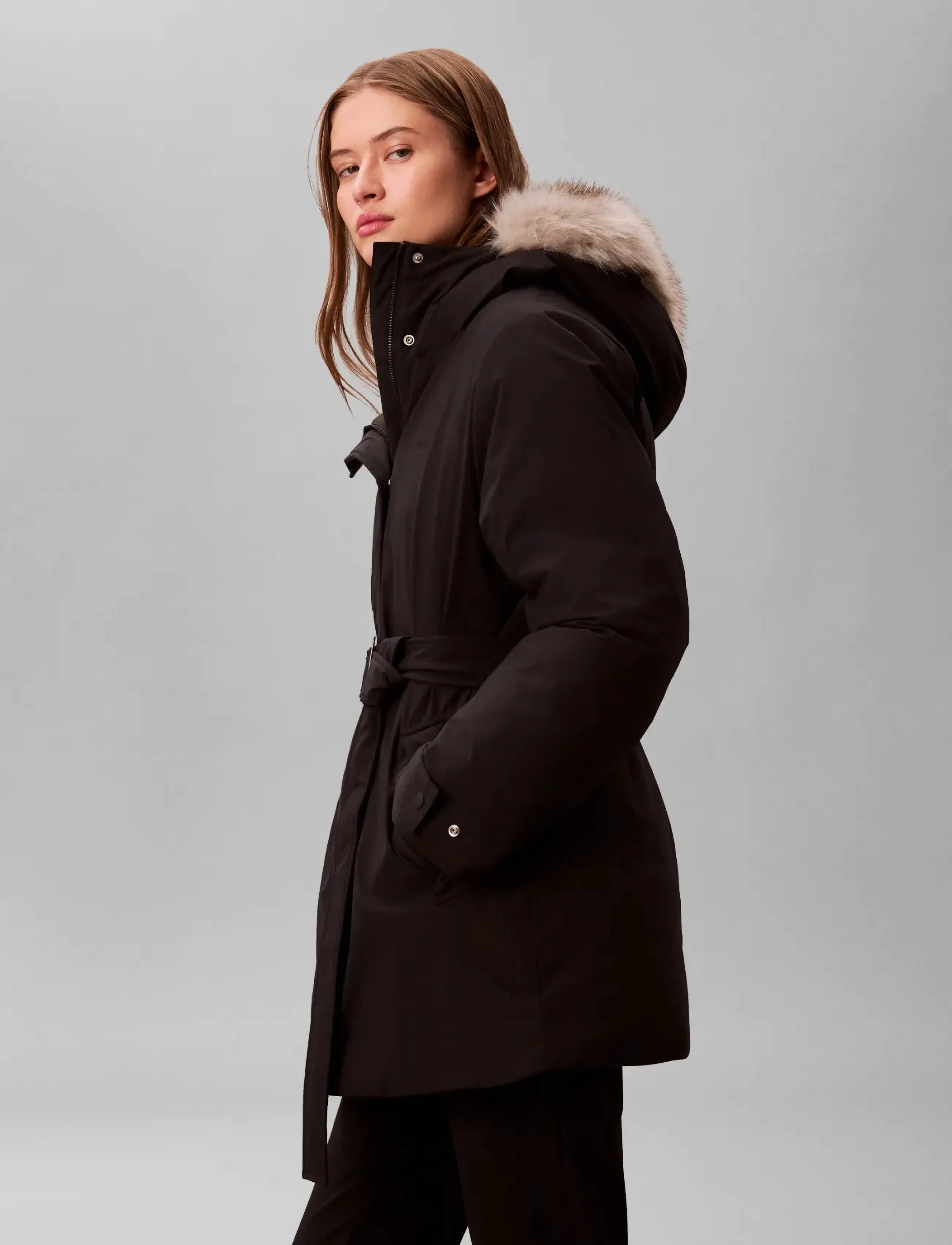Belted Matte Quilted Jacket With 4