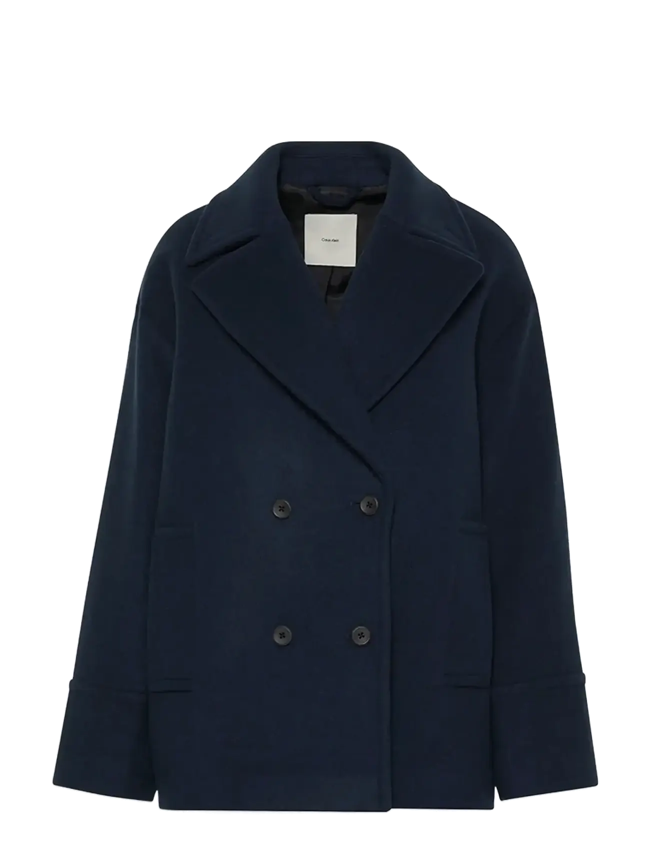 CALVIN KLEIN Pea Mantel - Solid Navy - L - Damen