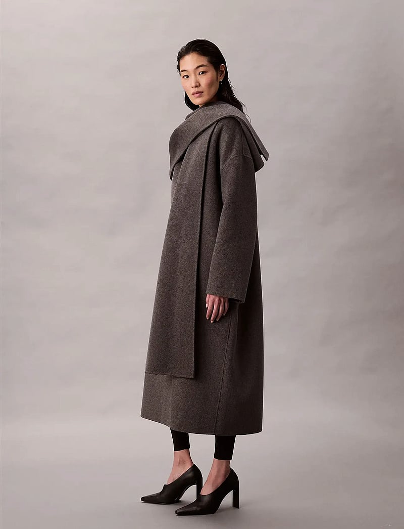 Calvin Klein Dbl Face Wool Scarf Coat Melan Buy Wool